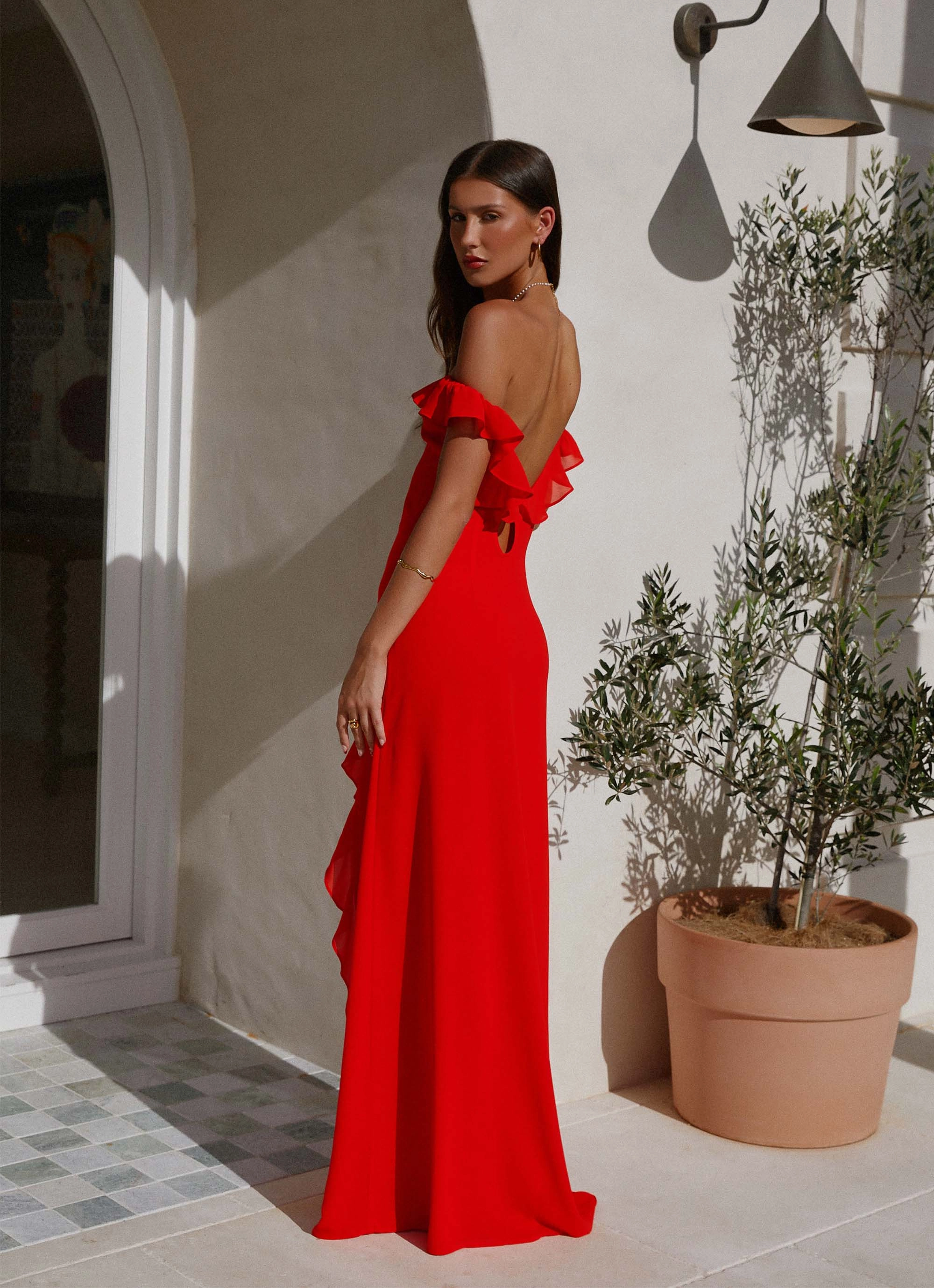 relaxed shape Bright-colored piece Braxton Maxi Dress - Red