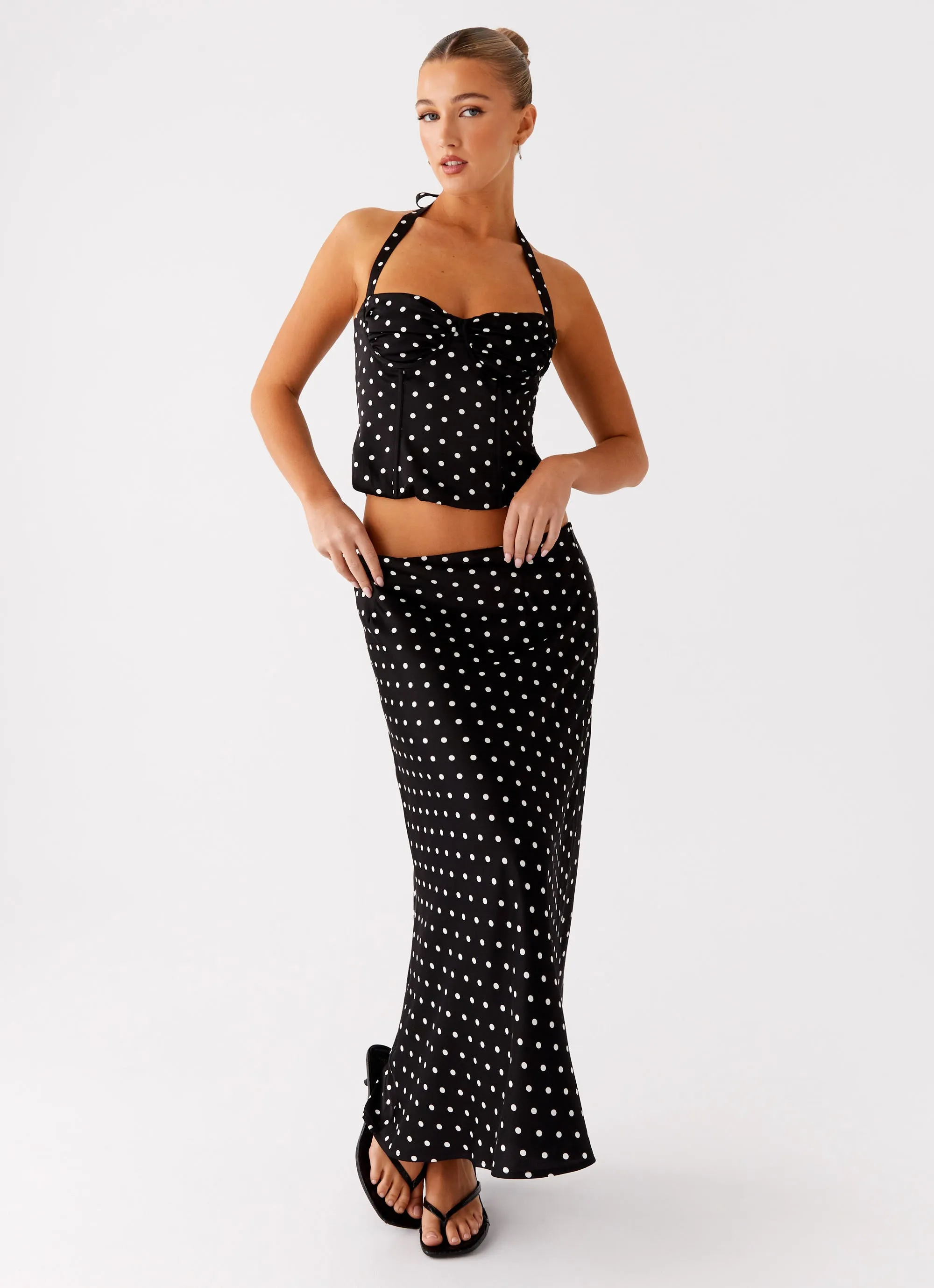 DoubleStitched AllDayComfort Breanne Top - Black Polka Dot