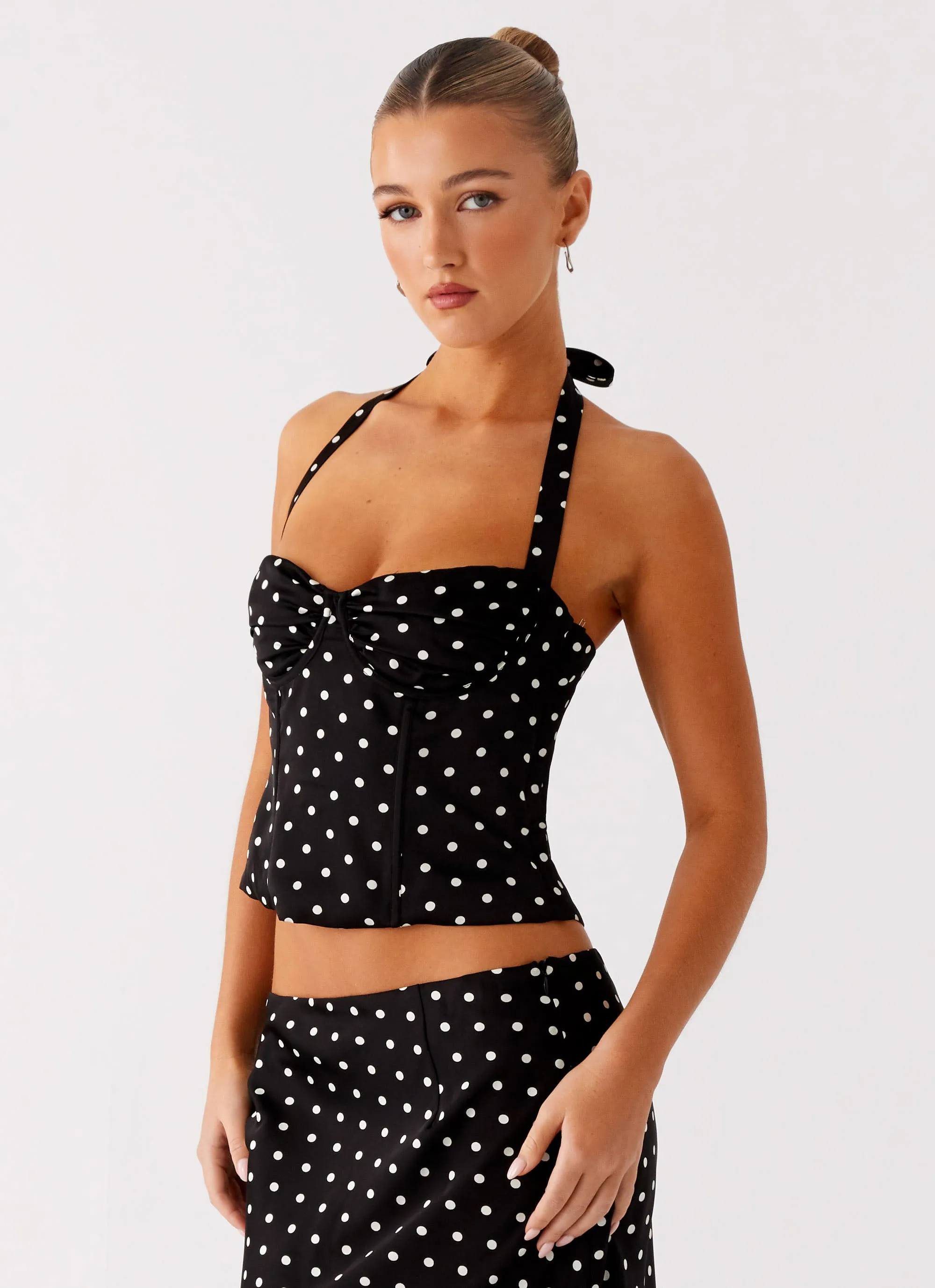 Stylish Look Multi Directional Mobility Breanne Top - Black Polka Dot