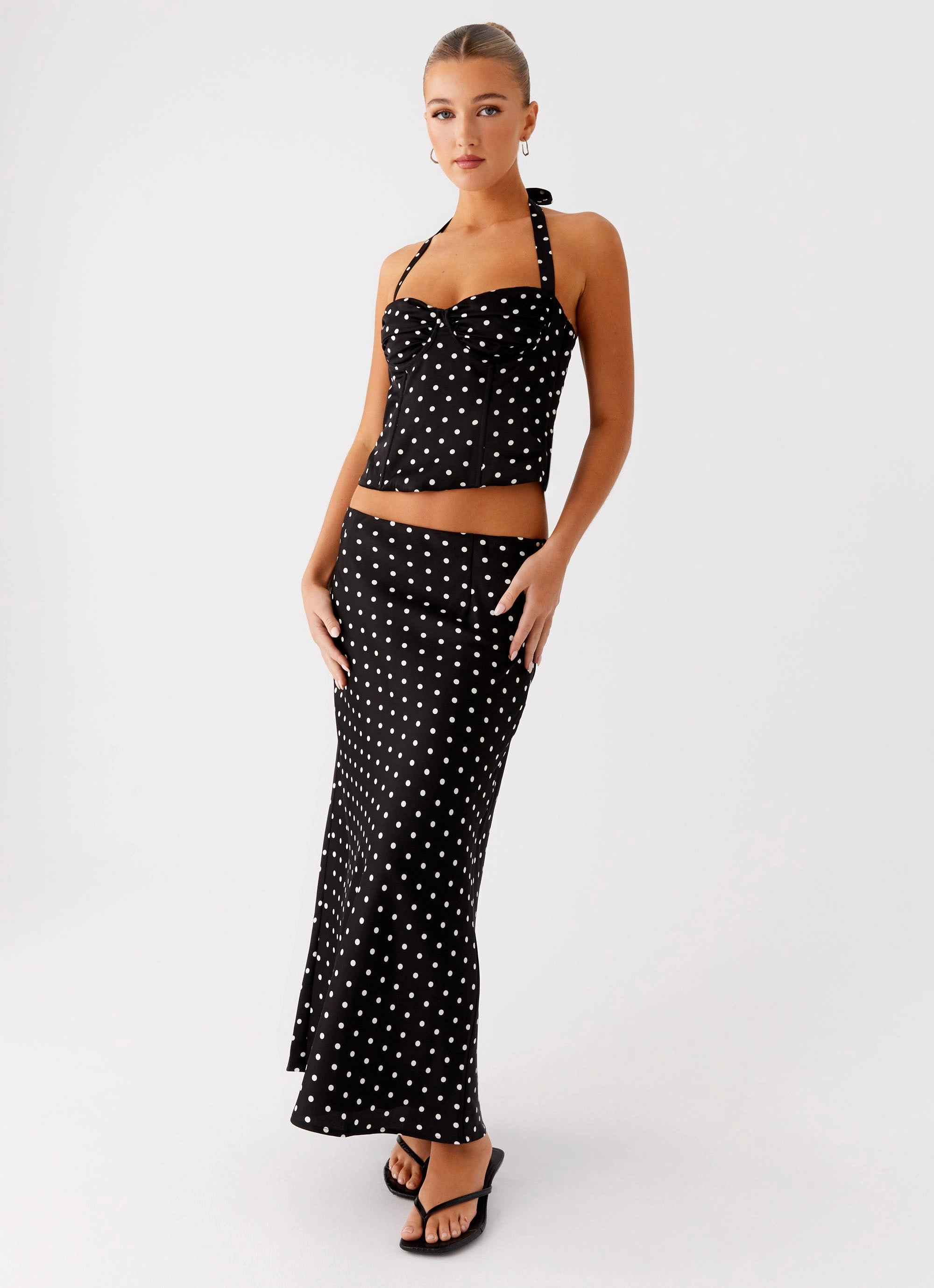 Cozy Comfort Breanne Midi Skirt - Black Polka Dot