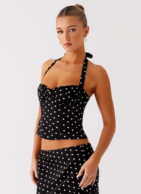 Stylish Look Multi Directional Mobility Breanne Top - Black Polka Dot