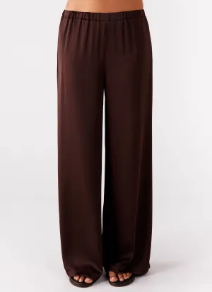 Palm Cove Satin Pants - Chocolate Temperature Regulating Textile StretchFit Design