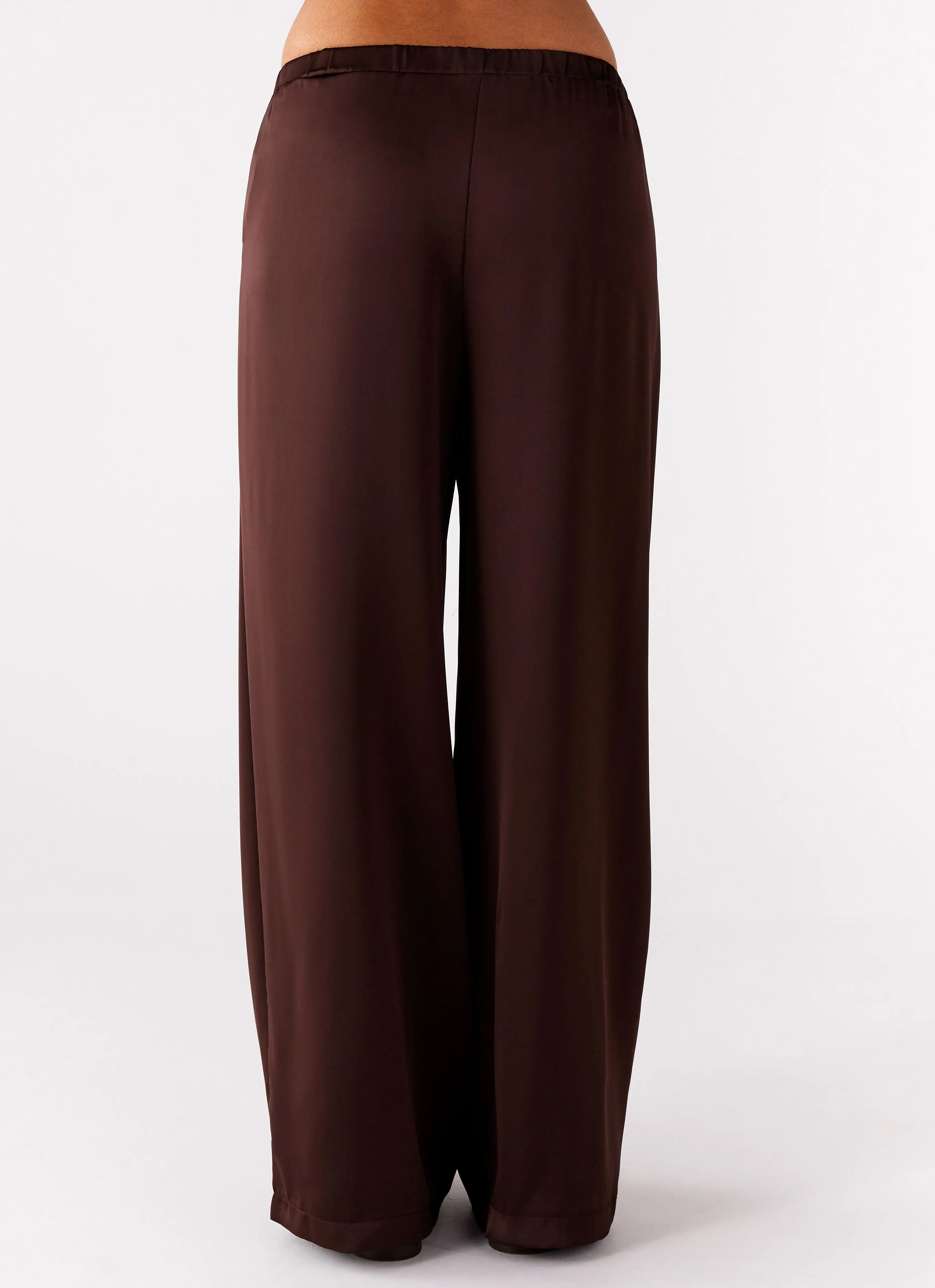 Palm Cove Satin Pants - Chocolate FeatherlightConstruction Versatile Design