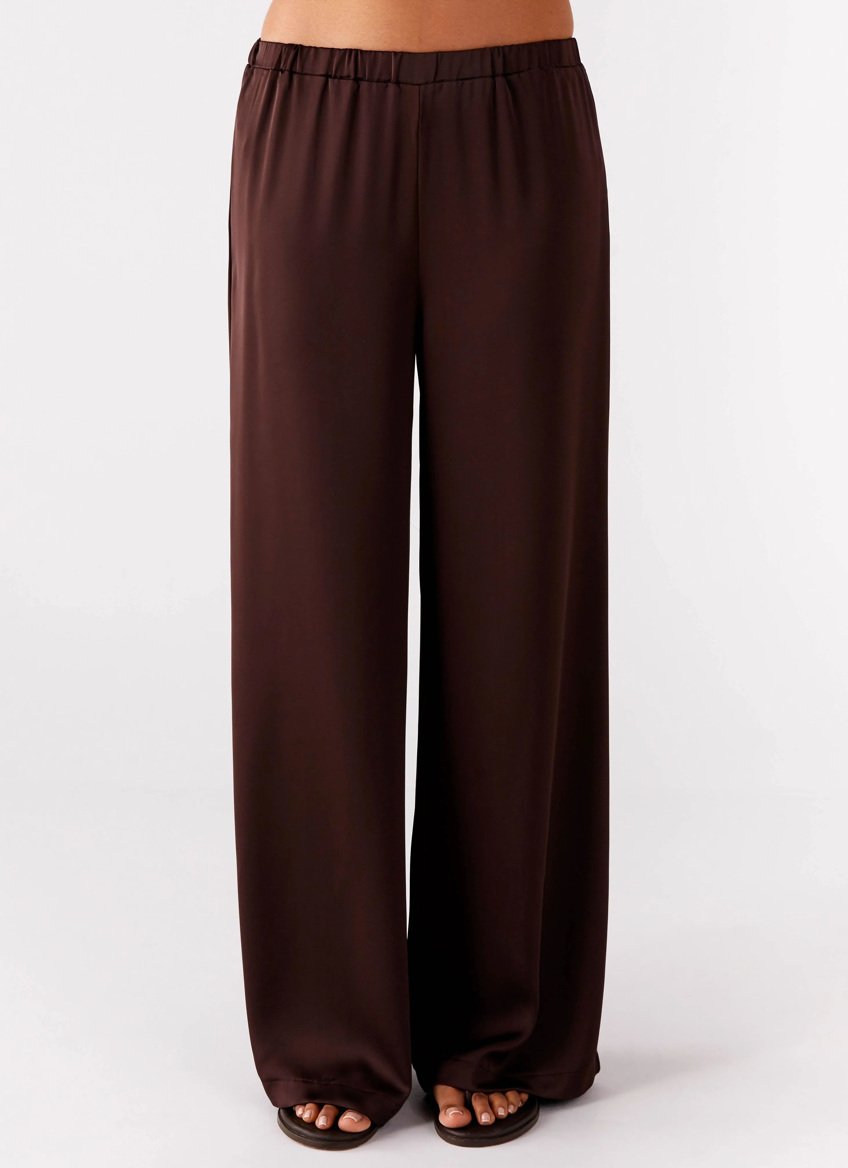 Palm Cove Satin Pants - Chocolate Temperature Regulating Textile StretchFit Design