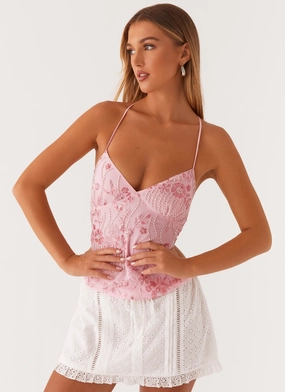 Elegant Cardigan Kamilla Sequin Cami Top - Pink