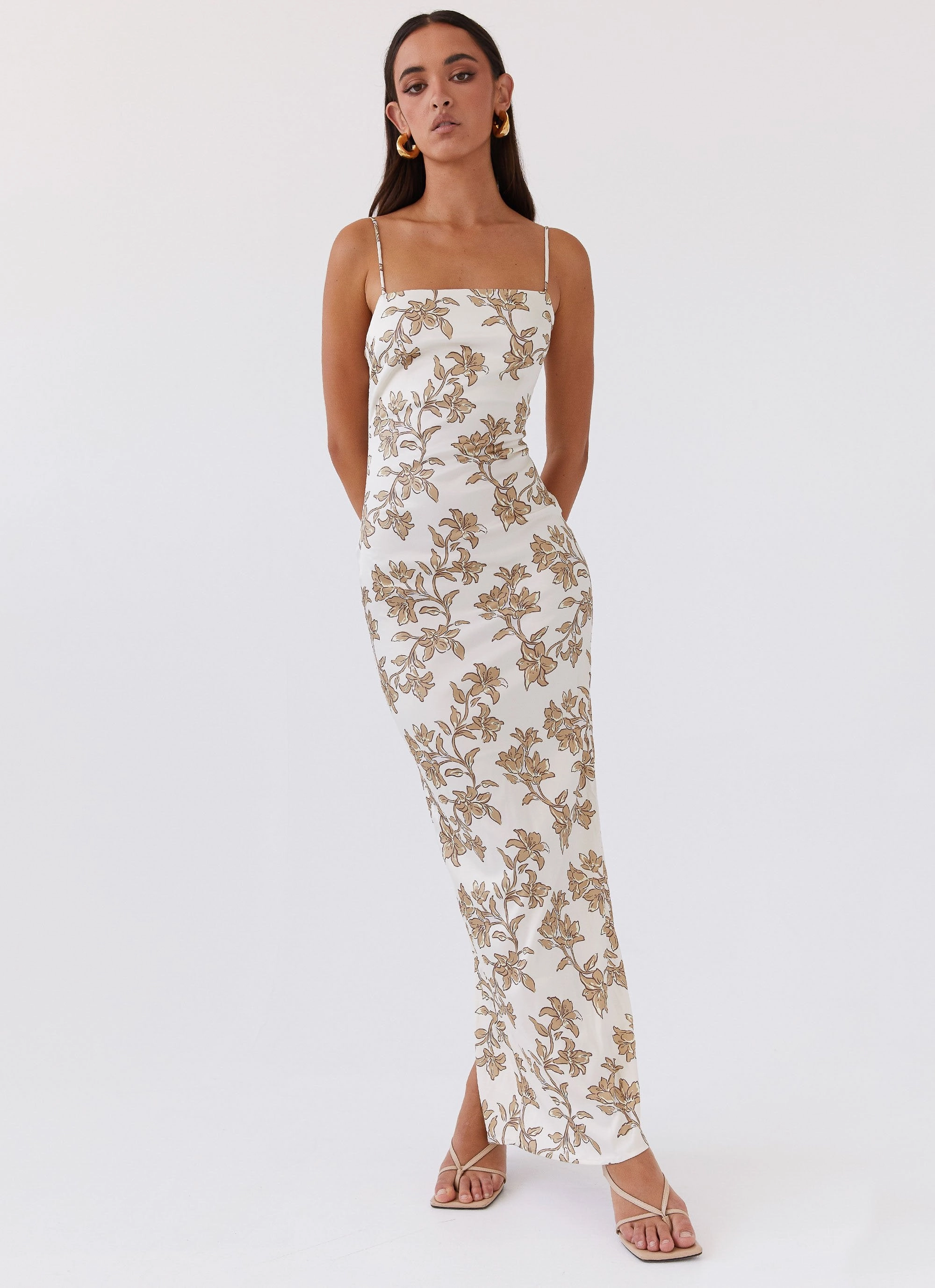 Lara Satin Maxi Dress - Hazel Bloom Easy to Wear