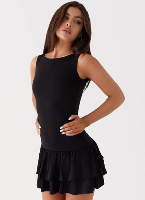 Artistic Vibe Rhiannon Frill Mini Dress - Black