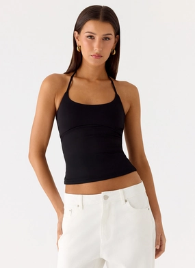 StaticResistant Material Compact TravelFriendly Design Chauncey Halter Top - Black