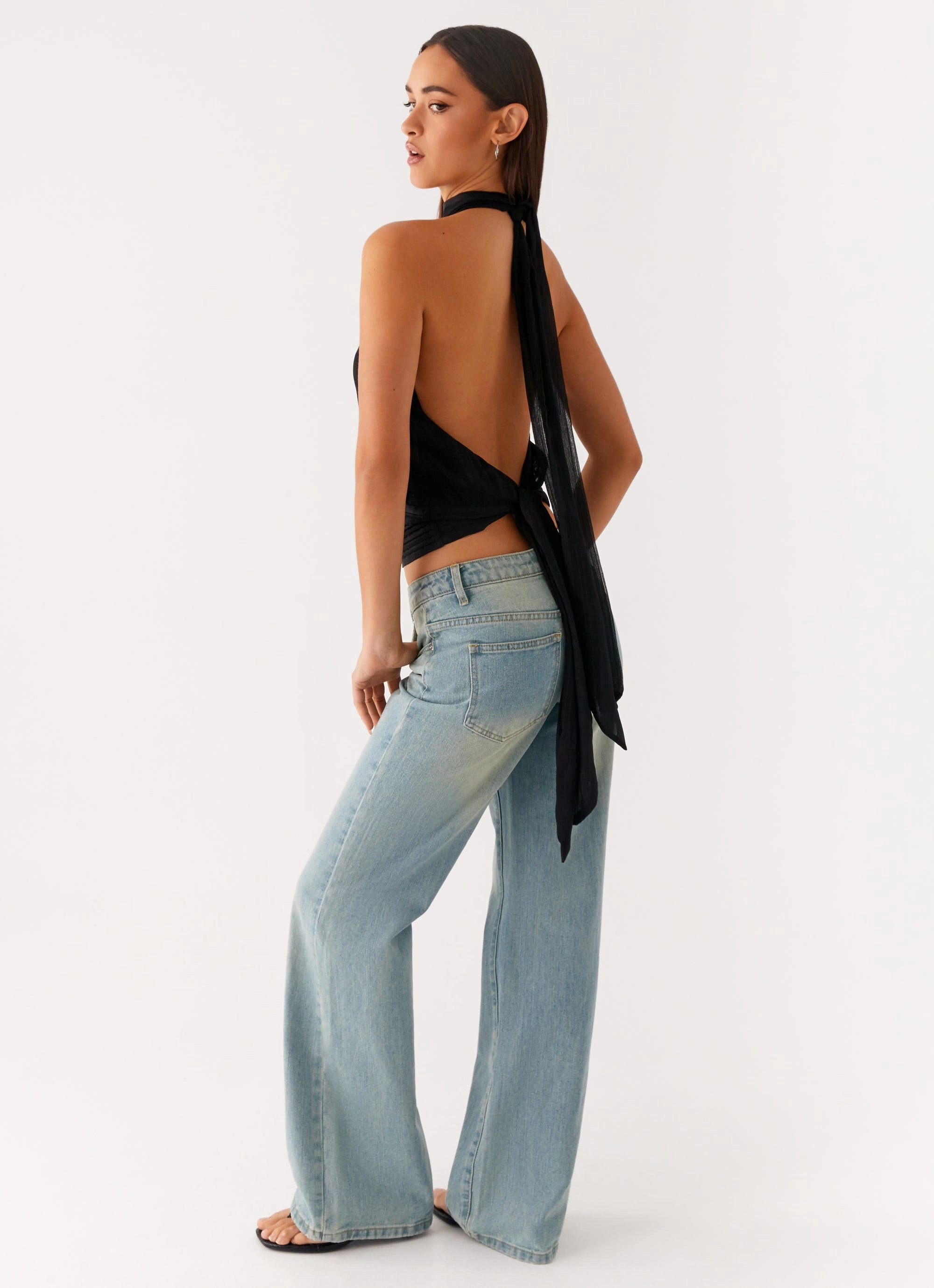 TemperatureRegulating Material QuickDry Texture Willow Chiffon Top - Black