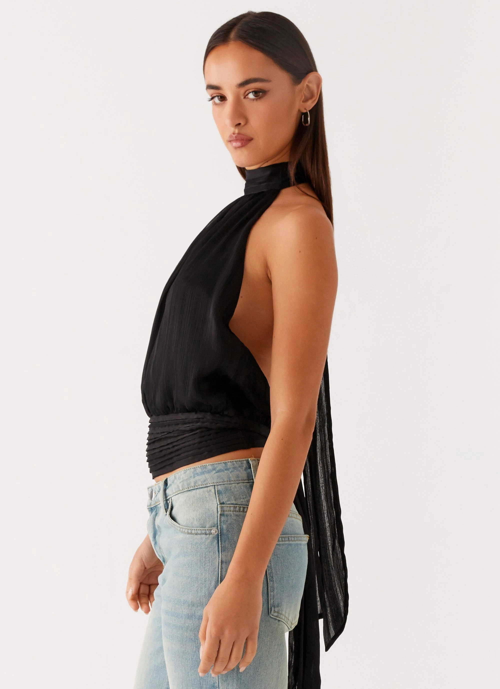 Willow Chiffon Top - Black Midweight Texture