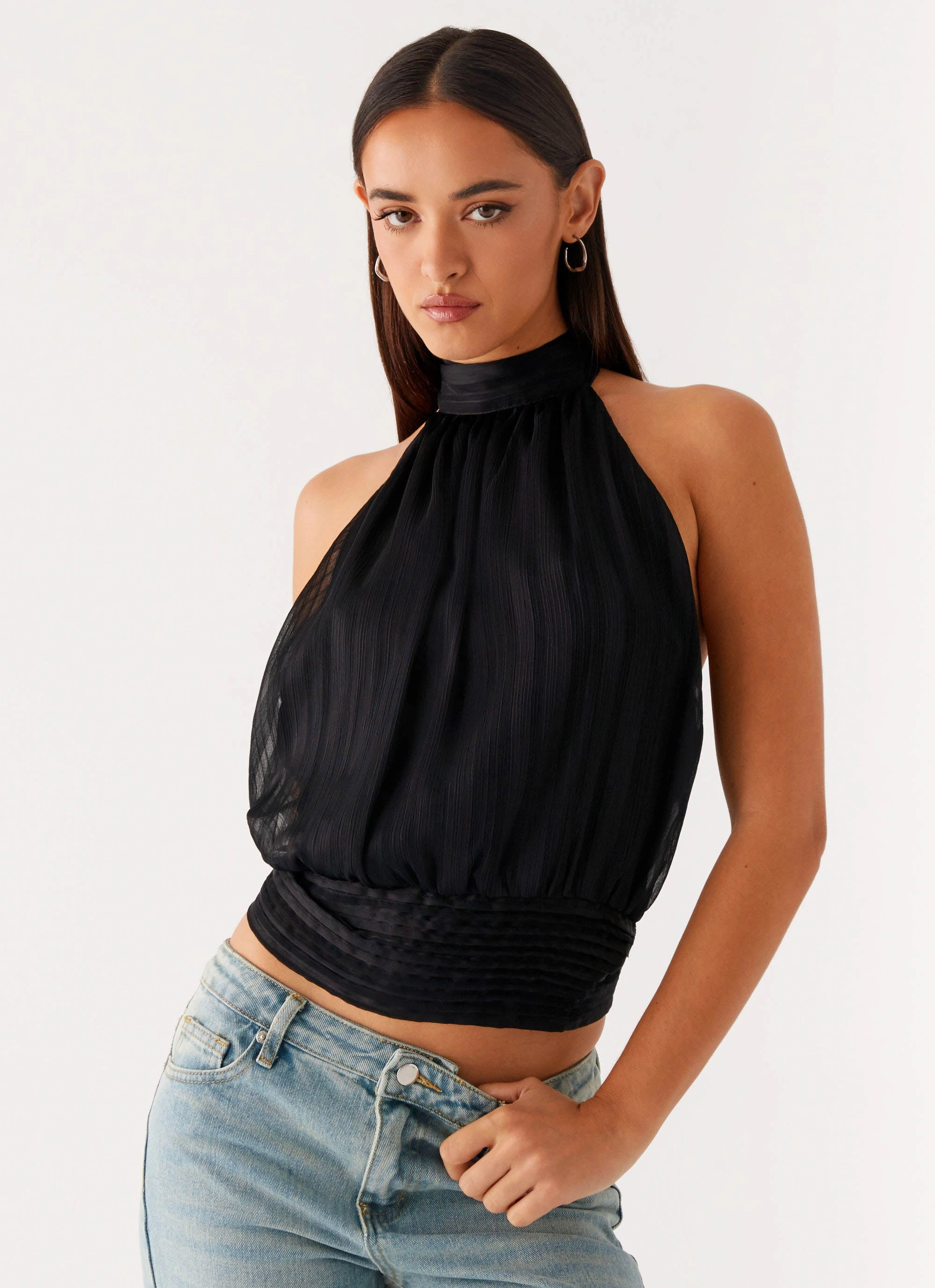 Willow Chiffon Top - Black UV protection coating