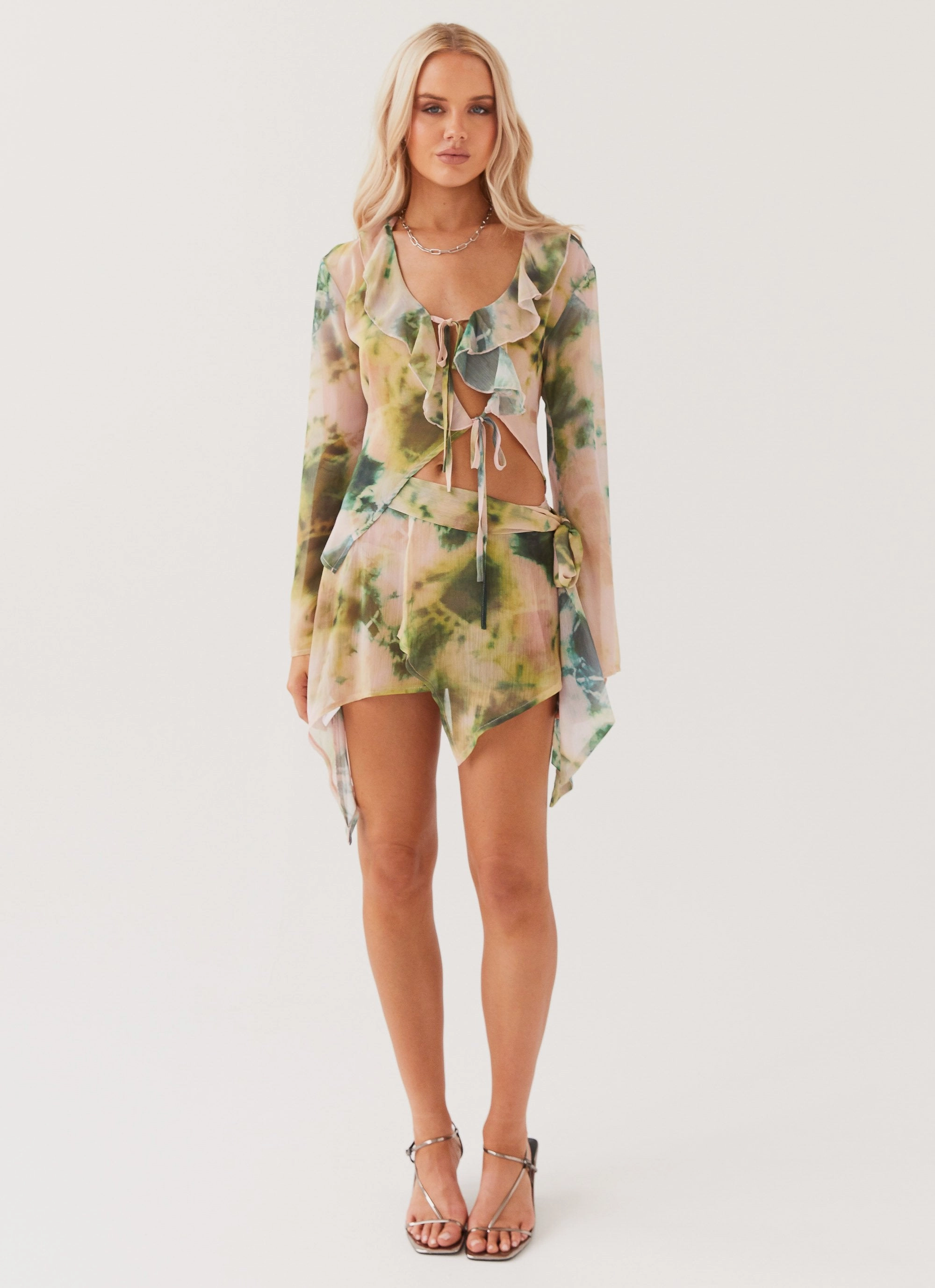 Stretch Comfort Fit Sariah Tie Long Sleeve Top - Rainforest