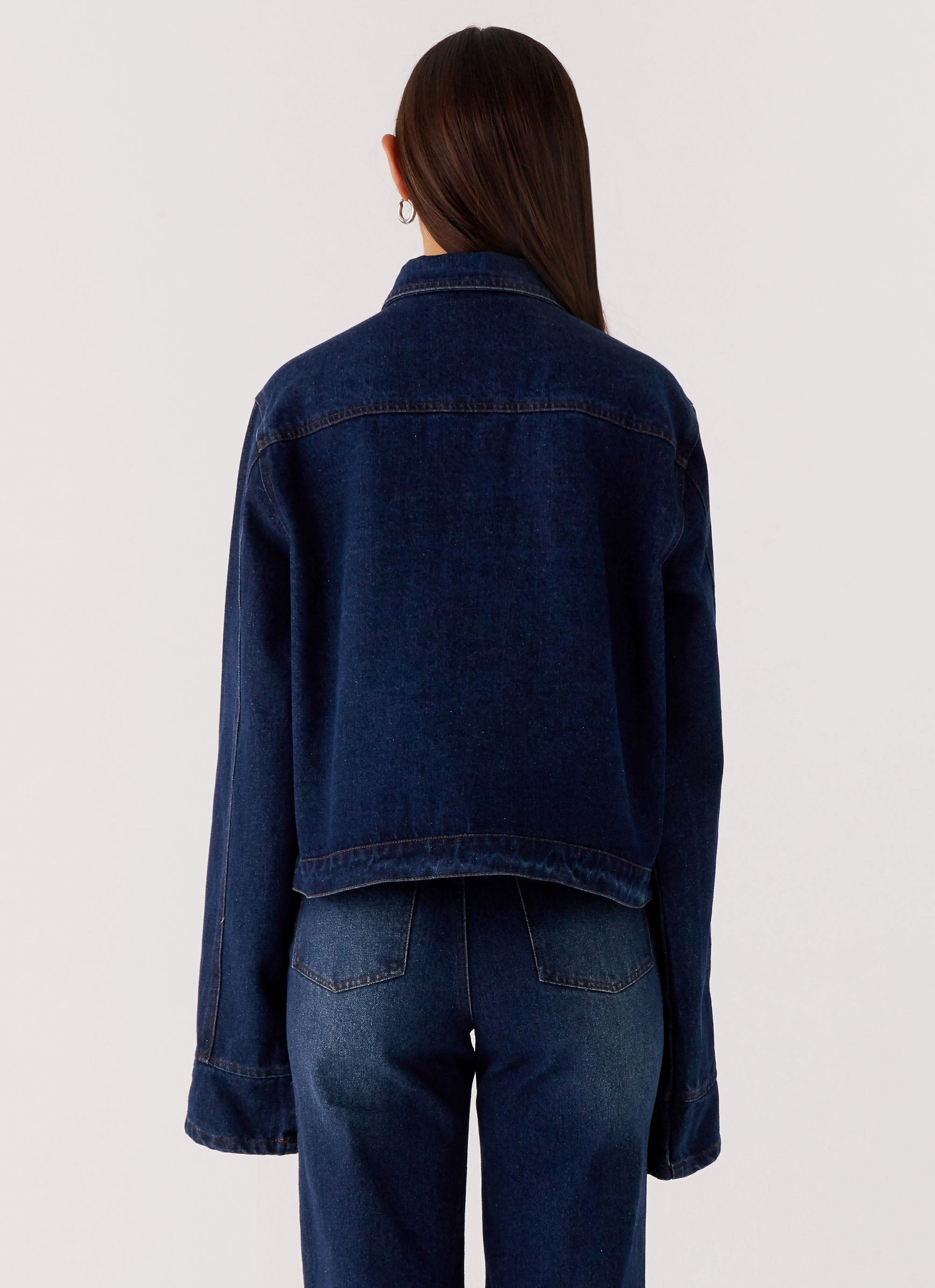 Back Again Oversized Denim Jacket - Vintage Blue Quick Drying Flexible Fit