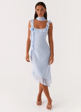 Fariday Midi Dress - Blue Vibrant evening gown Resort-Wear