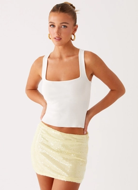 Simple looks Nostalgic Nights Sequin Mini Skirt - Lemon Spritz