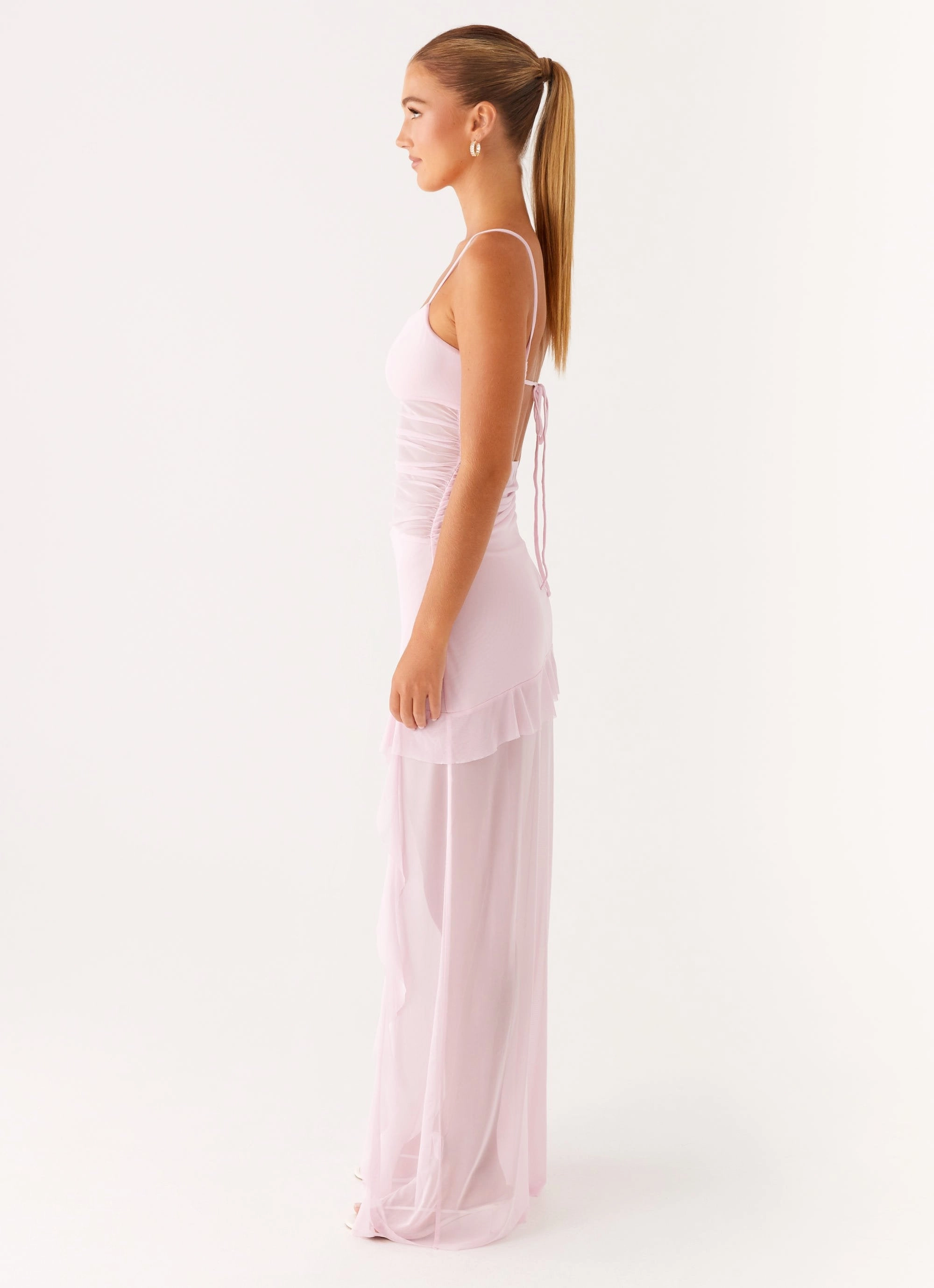 Jenni Ruffle Maxi Dress - Pink Modest Light