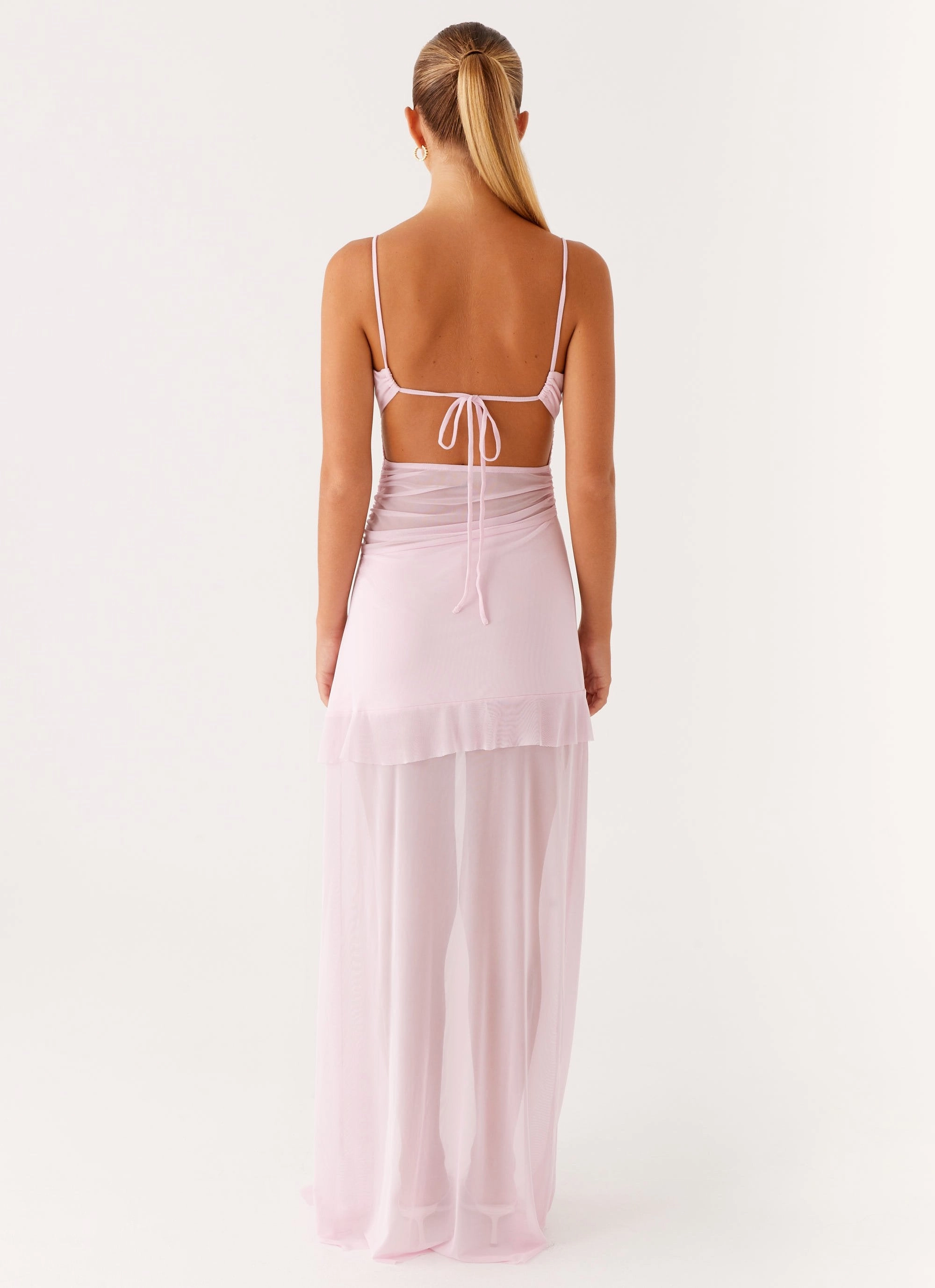 Jenni Ruffle Maxi Dress - Pink Flattering Shape Design
