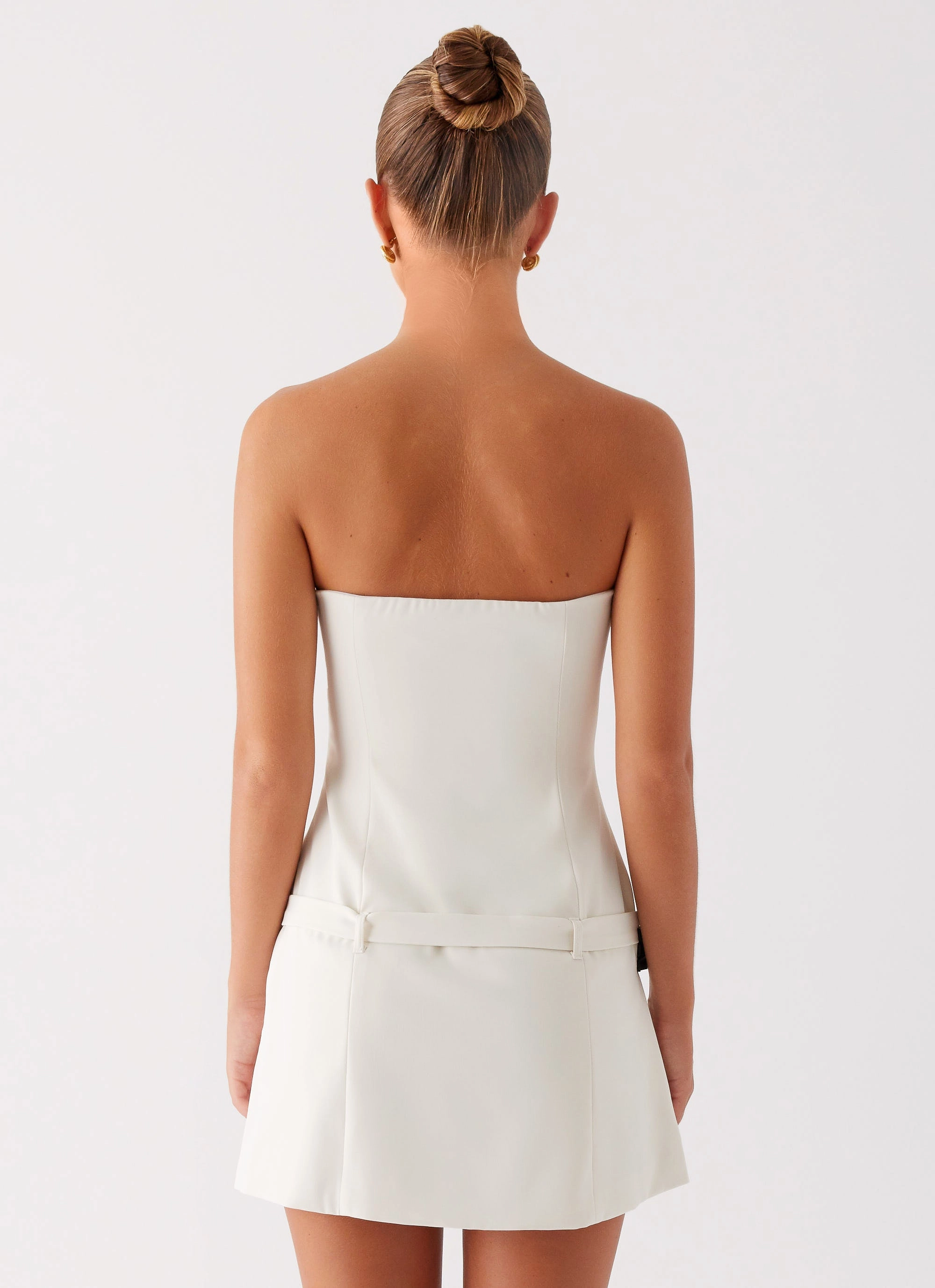 Subtle Lines Event Mood Lume Strapless Mini Dress - Ivory