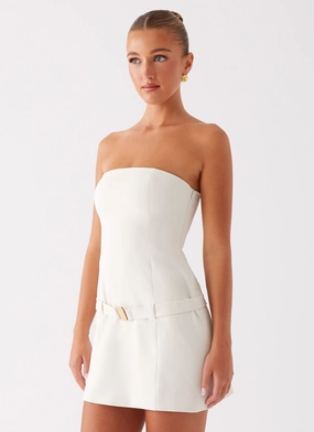 Lume Strapless Mini Dress - Ivory Comfy and Cozy Cozy Silhouette