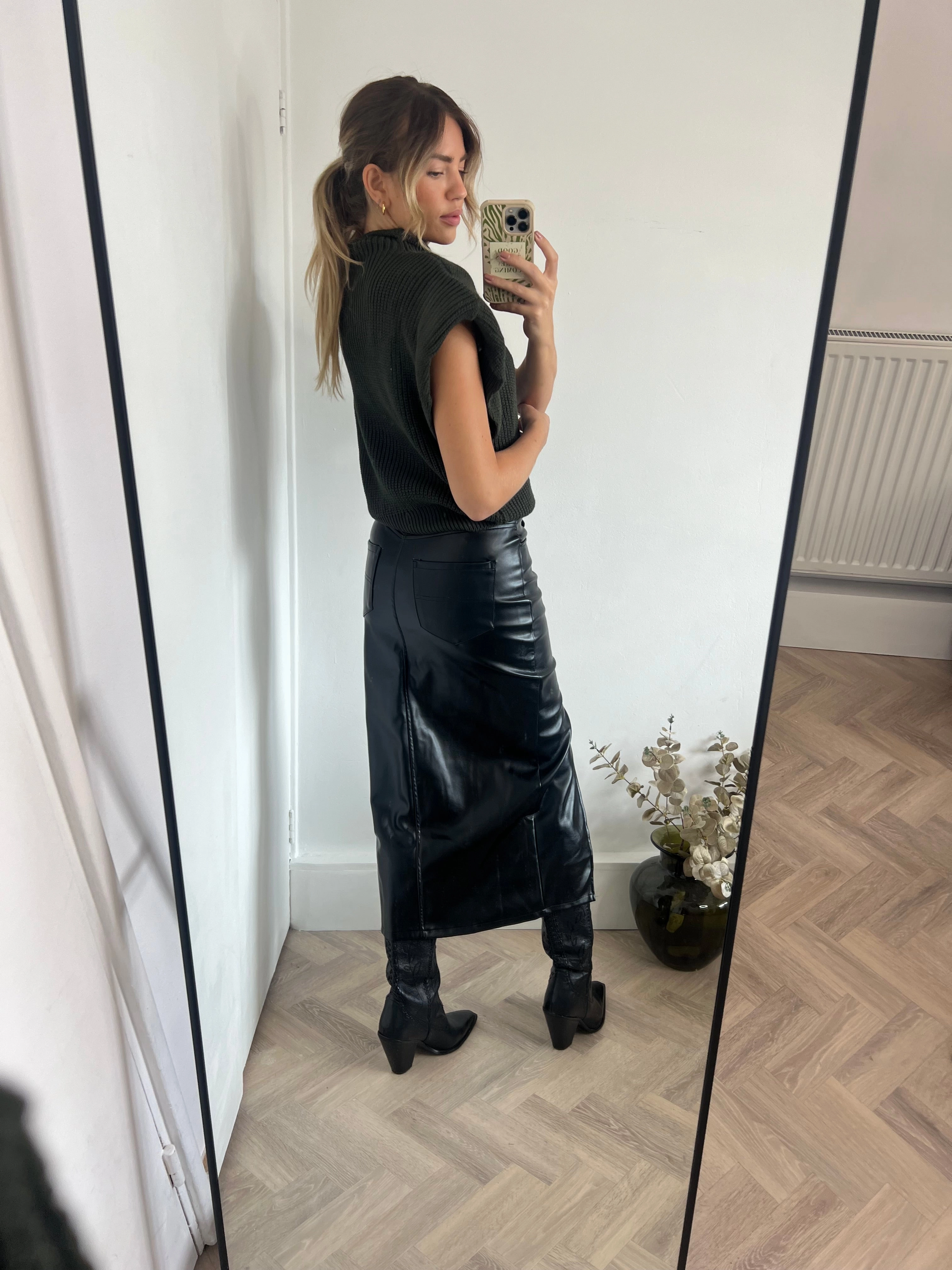 Brielle Pu Midi Skirt / Black Daily Wear Breezy Mood