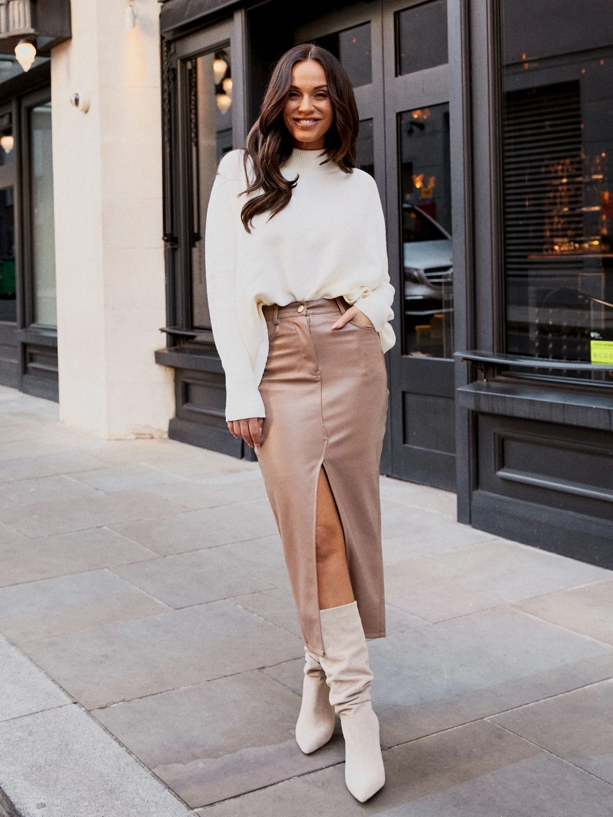 Brielle Pu Midi Skirt / Camel Handmade Quality