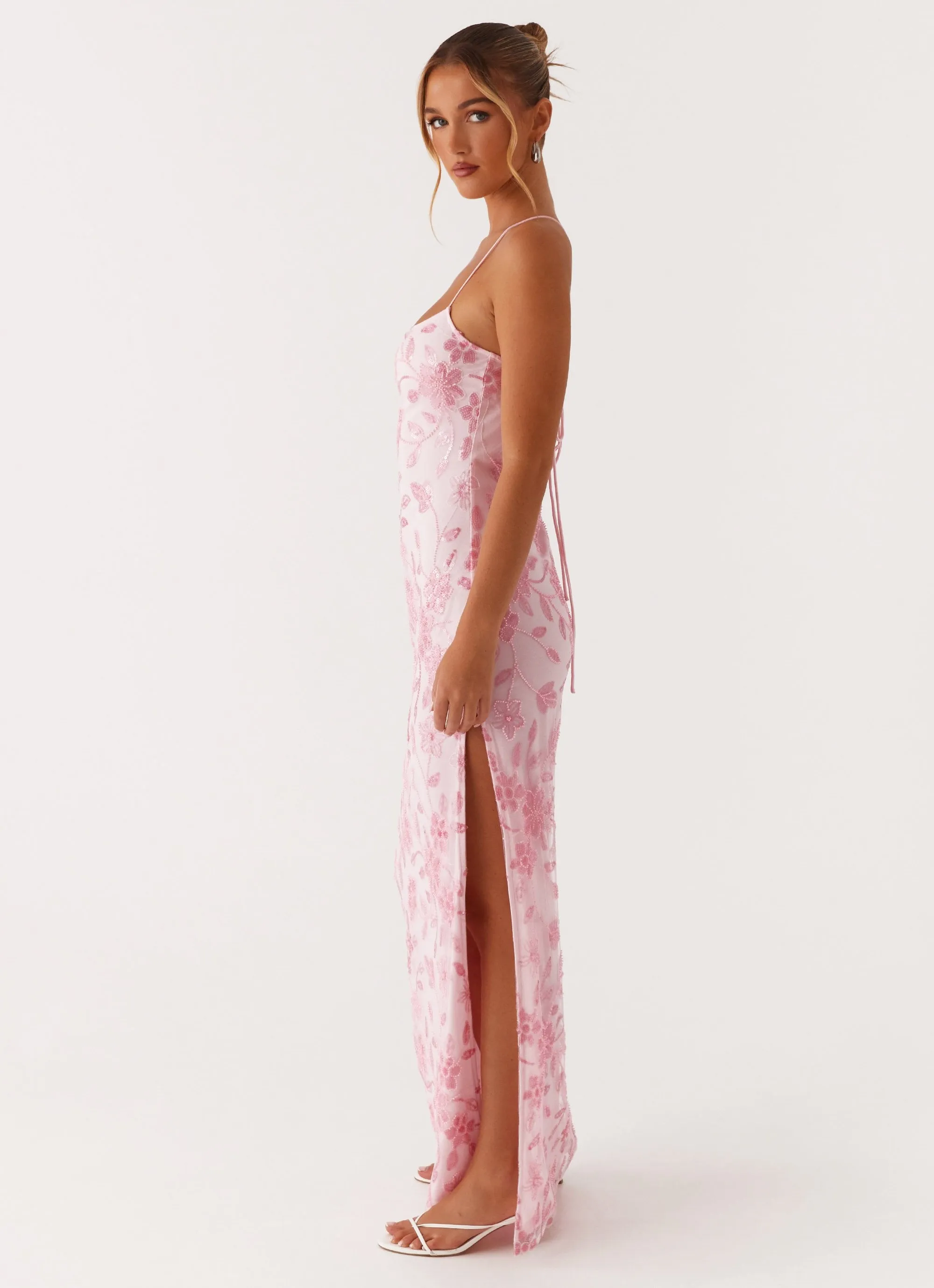 Bright Lights Beaded Maxi Dress - Pink Modern Lines Effortless Comfort