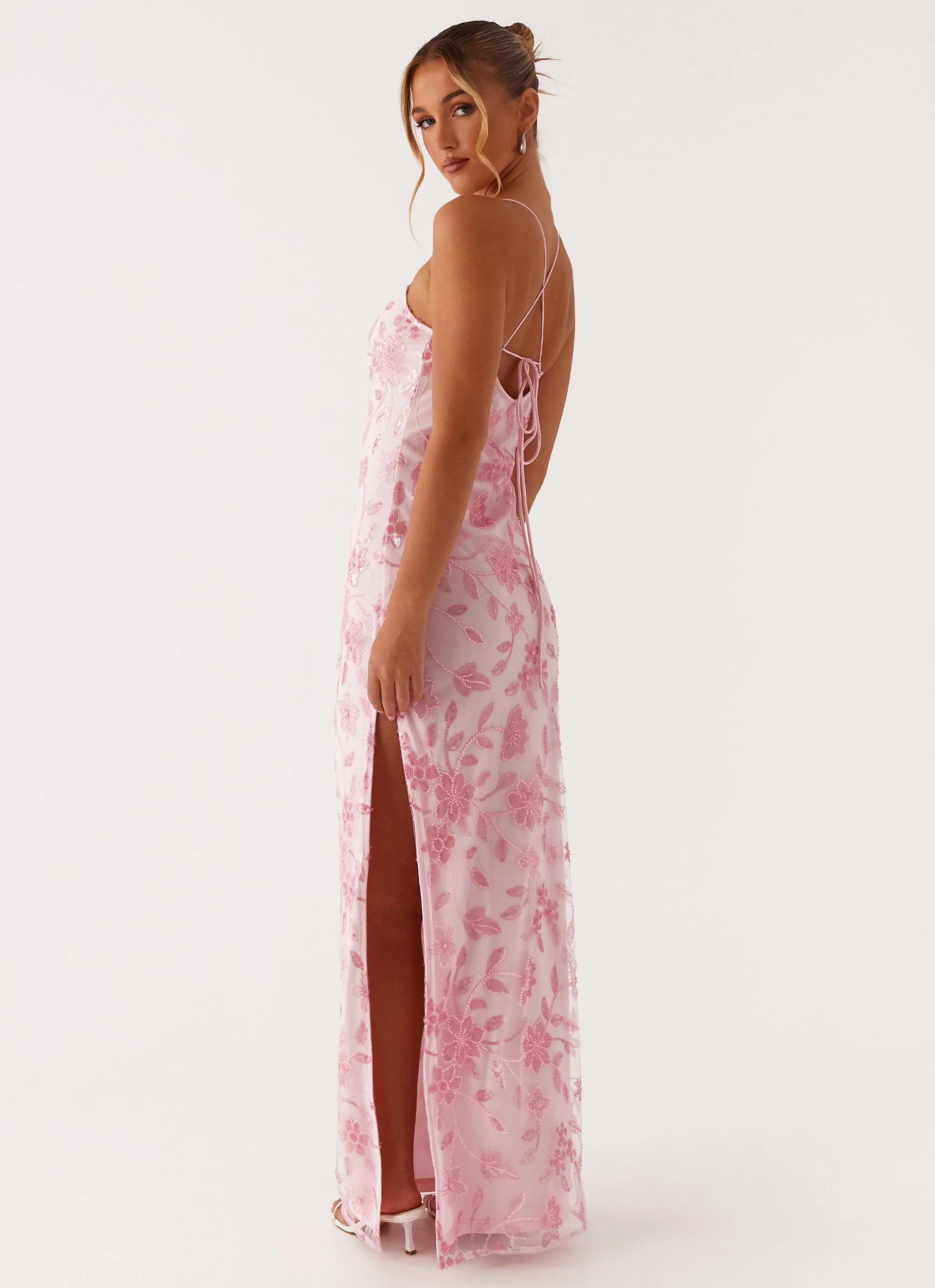 Timeless Shape Bright Lights Beaded Maxi Dress - Pink