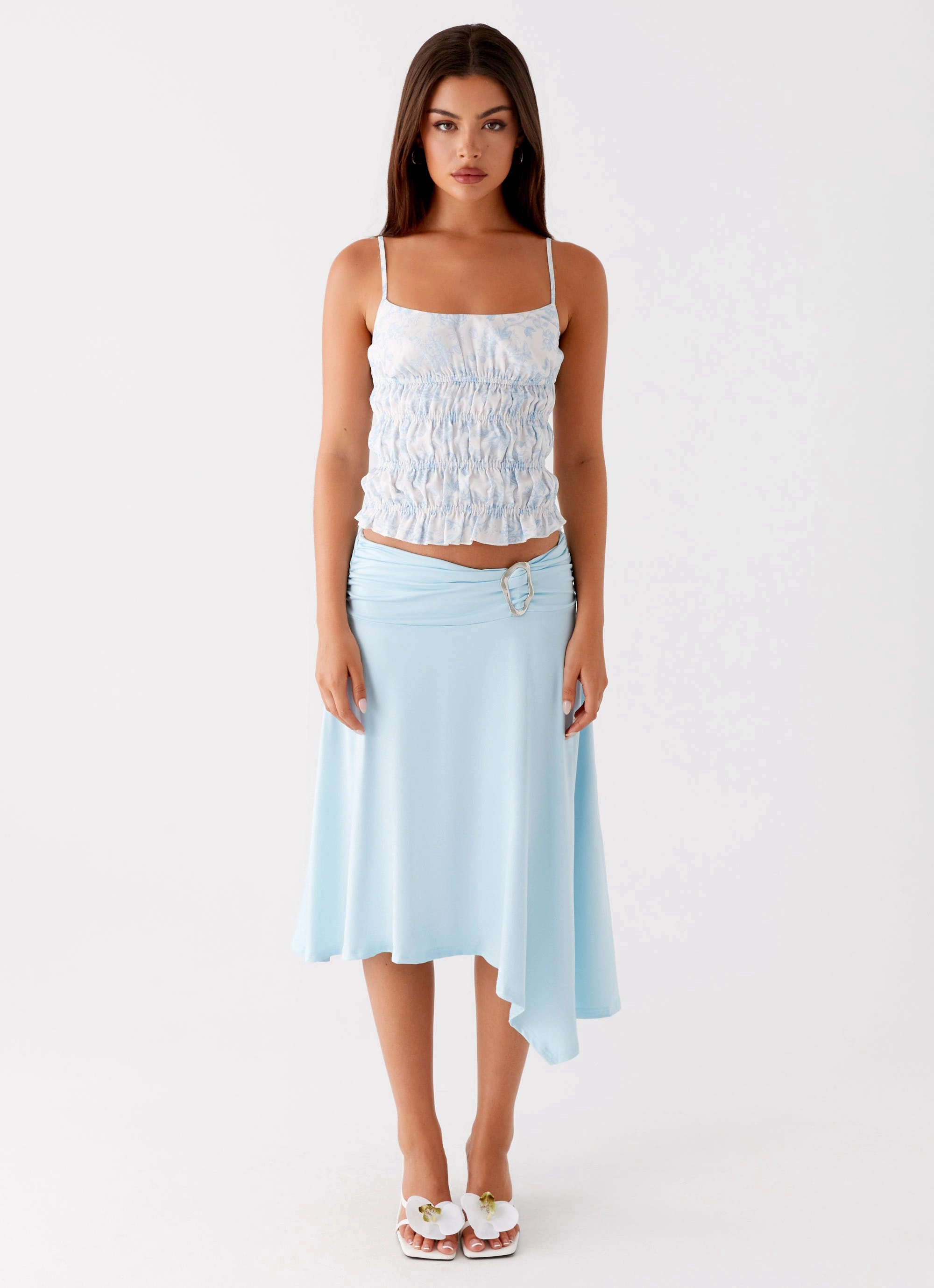 RuggedDurability Practical Style Brisa Midi Skirt - Turquoise