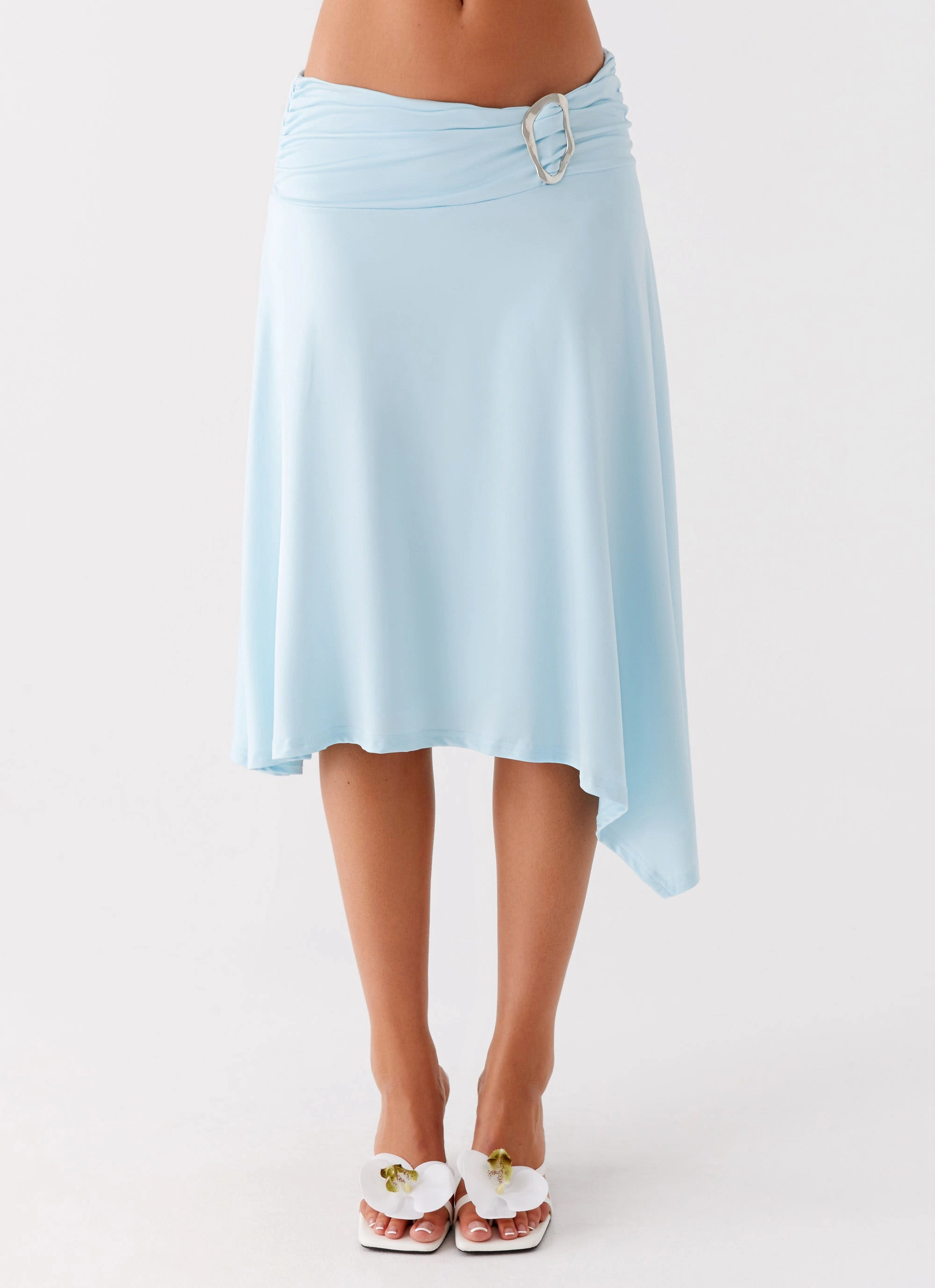 Brisa Midi Skirt - Turquoise Smooth Finish