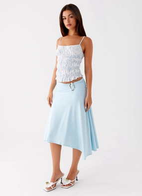 Brisa Midi Skirt - Turquoise Non Clip Flexible Performance Wear