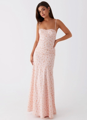 Britney Maxi Dress - Pink Ditsy Floral Sporty Comfort