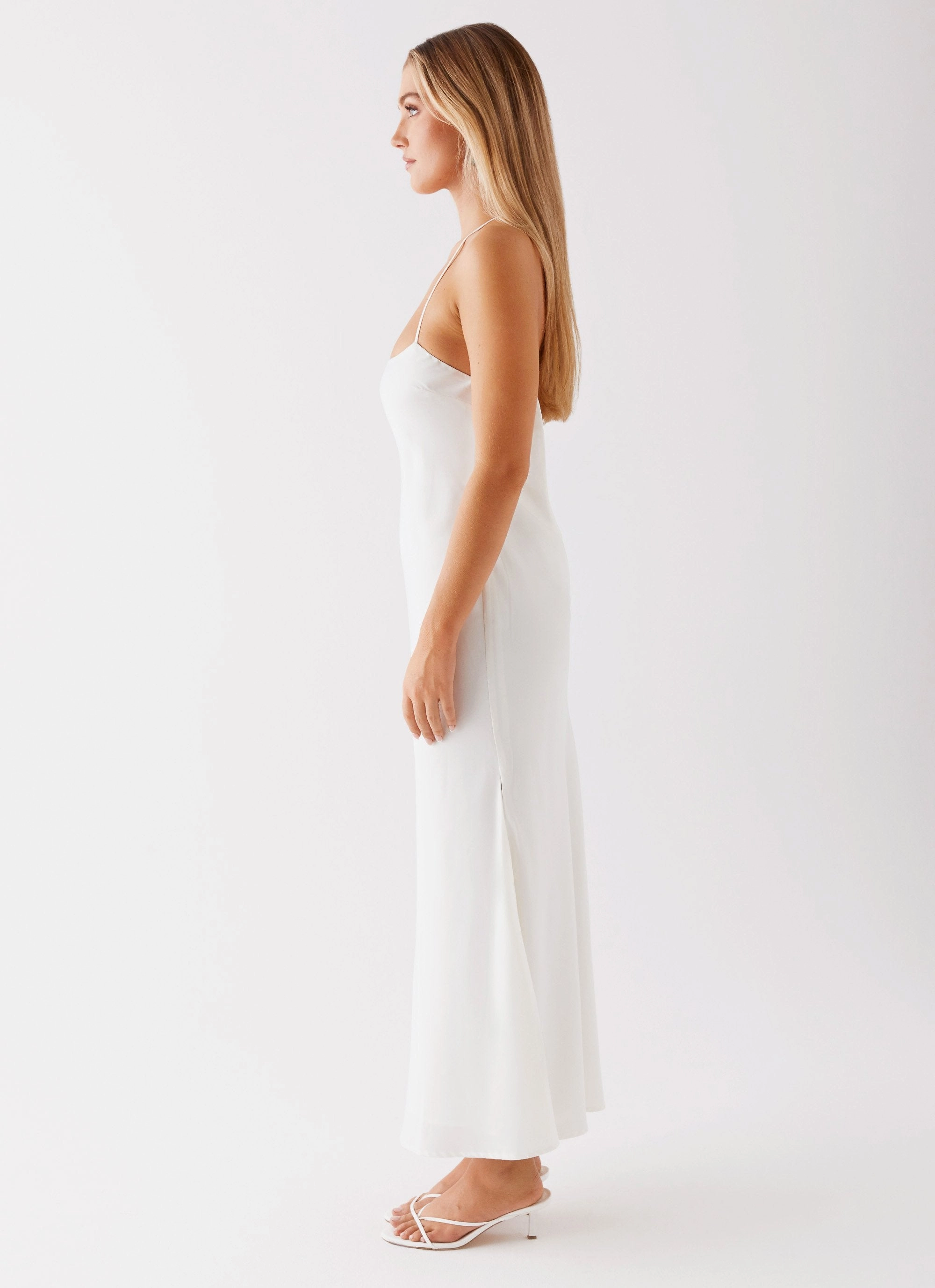 Runway Royalty Maxi Dress - White Airy Layer Unique Cut