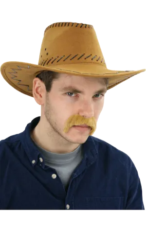 Brown Leather Stitched Cowboy Hat