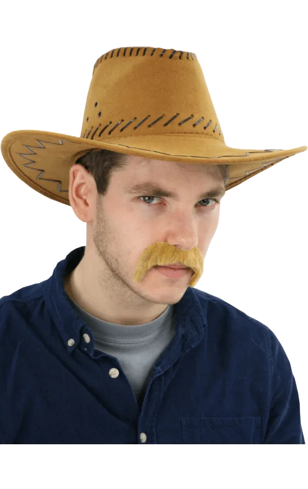 Brown Leather Stitched Cowboy Hat