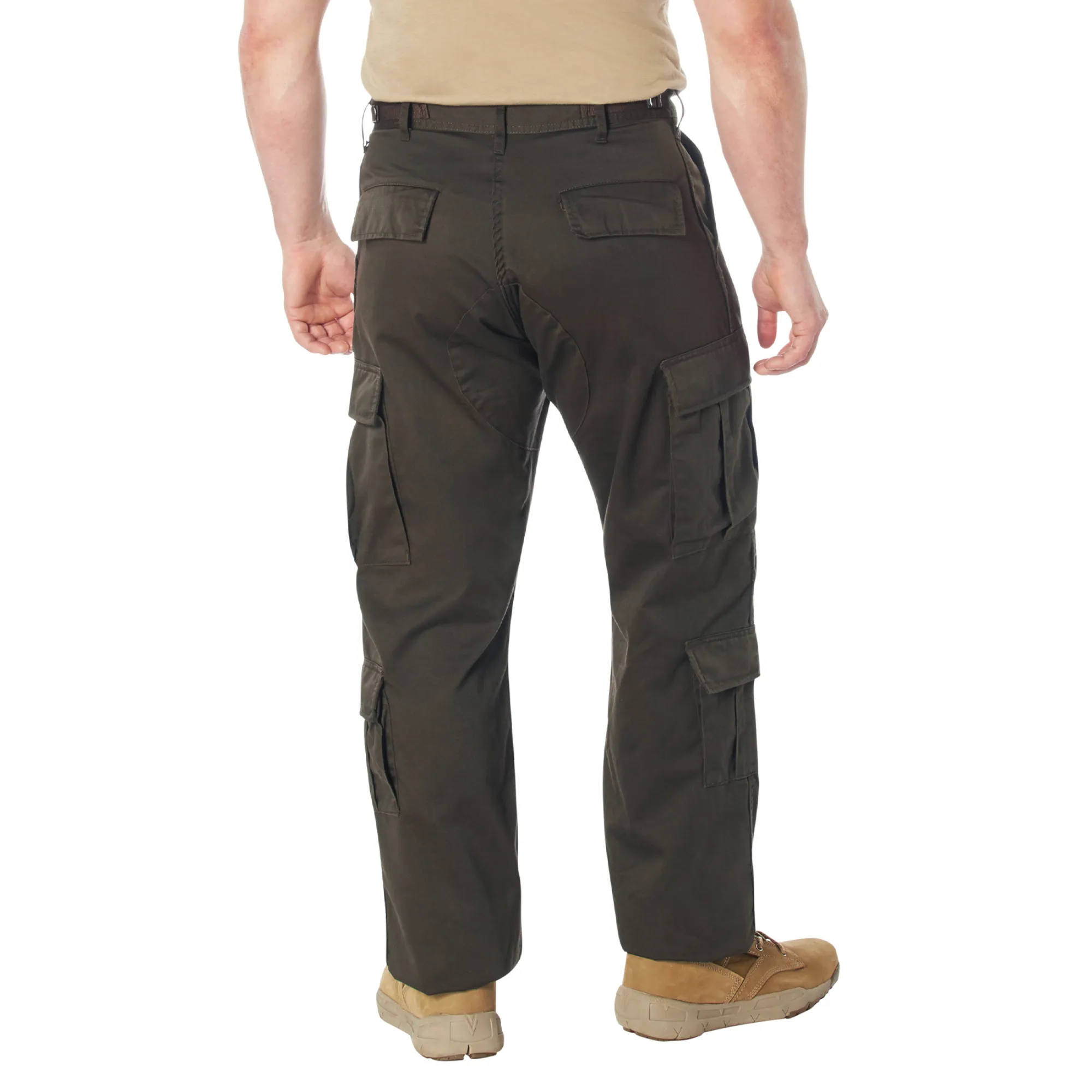 Brown - Tactical Vintage Paratrooper BDU Pants Fatigues - Heavyweight Poly/Cotton - Zipper Fly