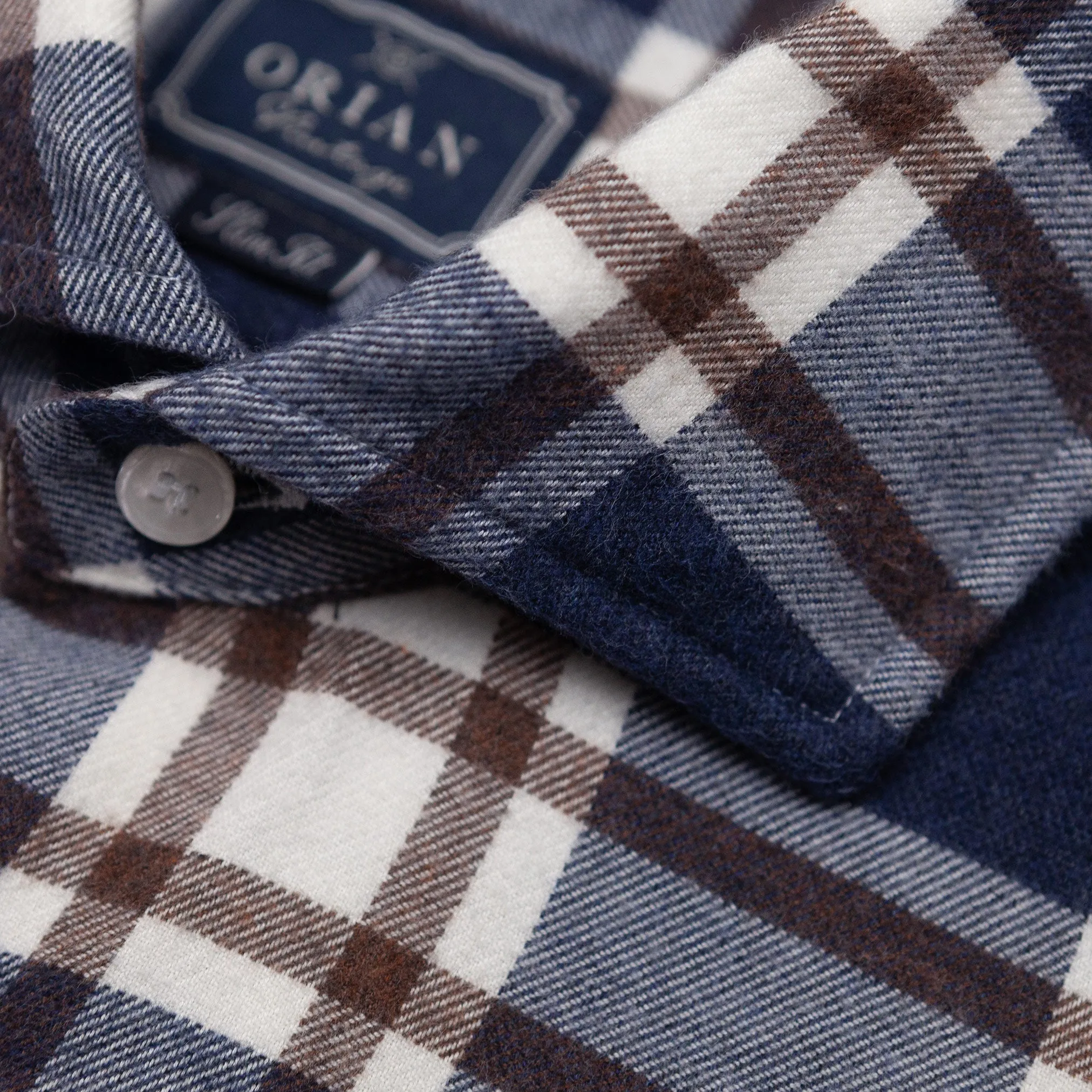 Brushed Flannel Shirt in Brown & Navy Plaid