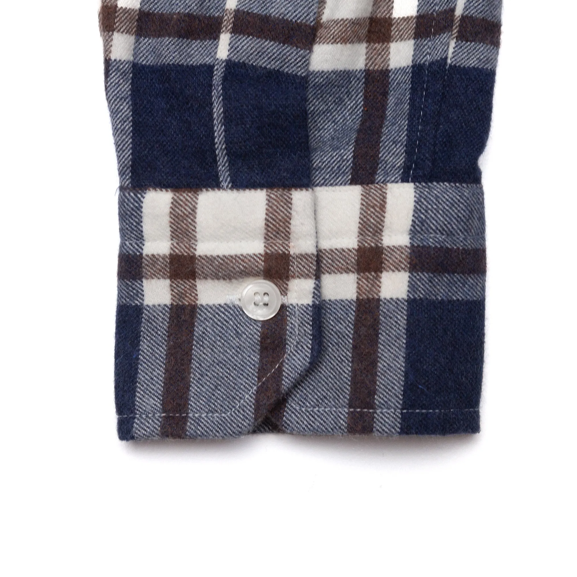 Brushed Flannel Shirt in Brown & Navy Plaid