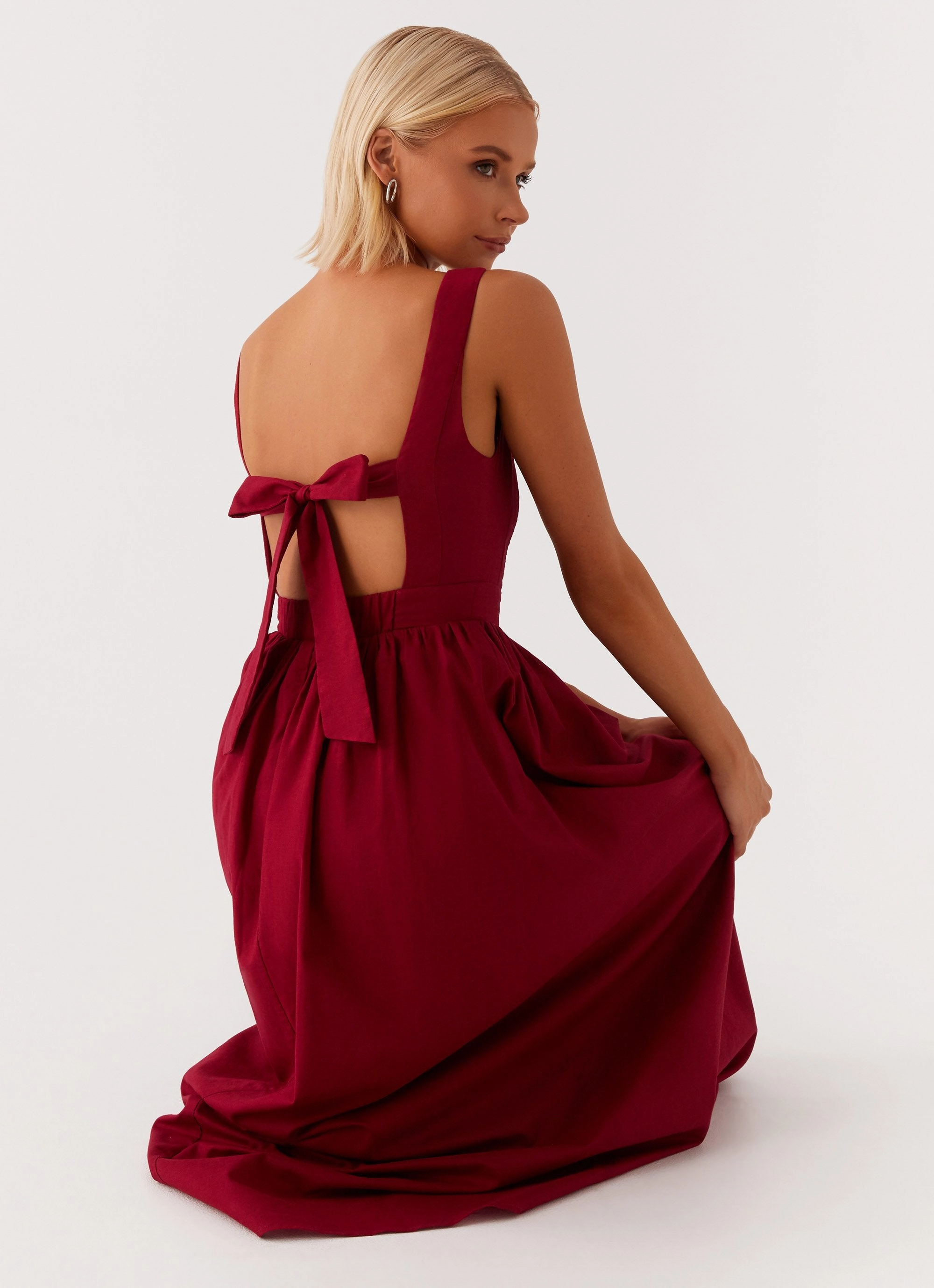 Chilly Weather Comfort Brylin Linen Midi Dress - Red