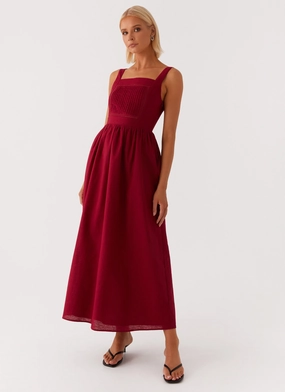 Brylin Linen Midi Dress - Red Refined fit