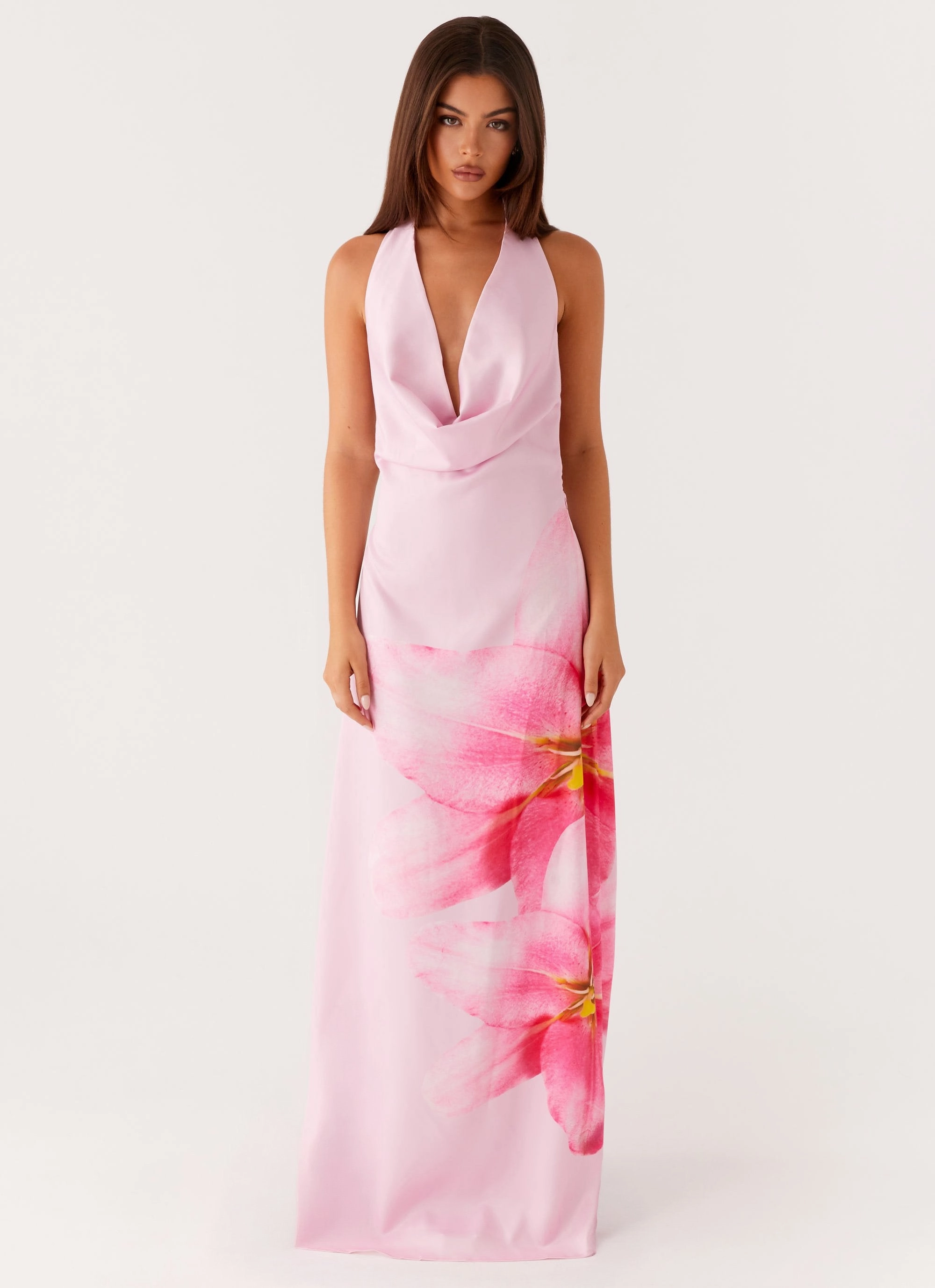 Bryony Cowl Maxi Dress - Pink Simple Profile