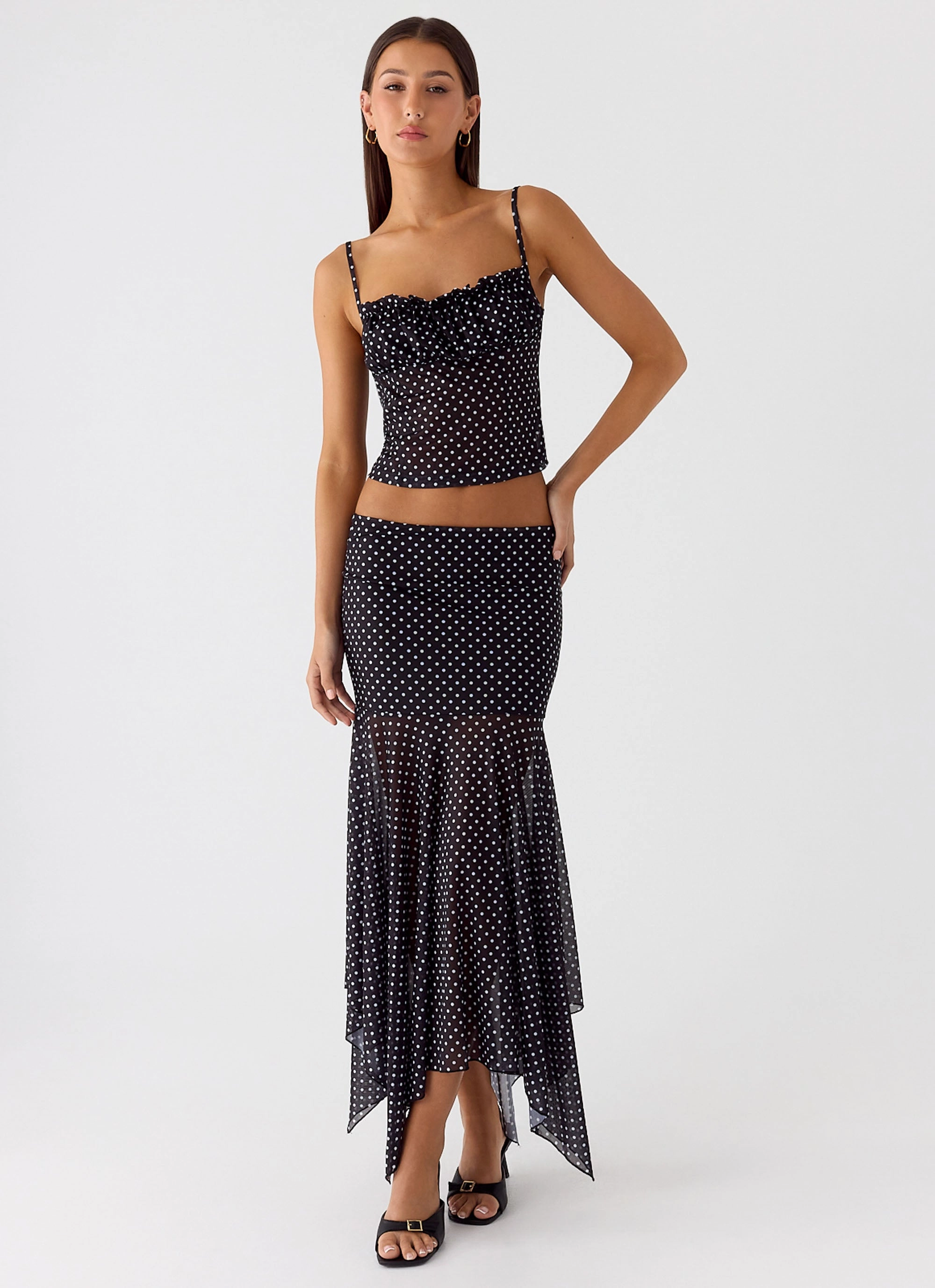 Buffy Maxi Skirt - Black Polkadot Sleek Appearance