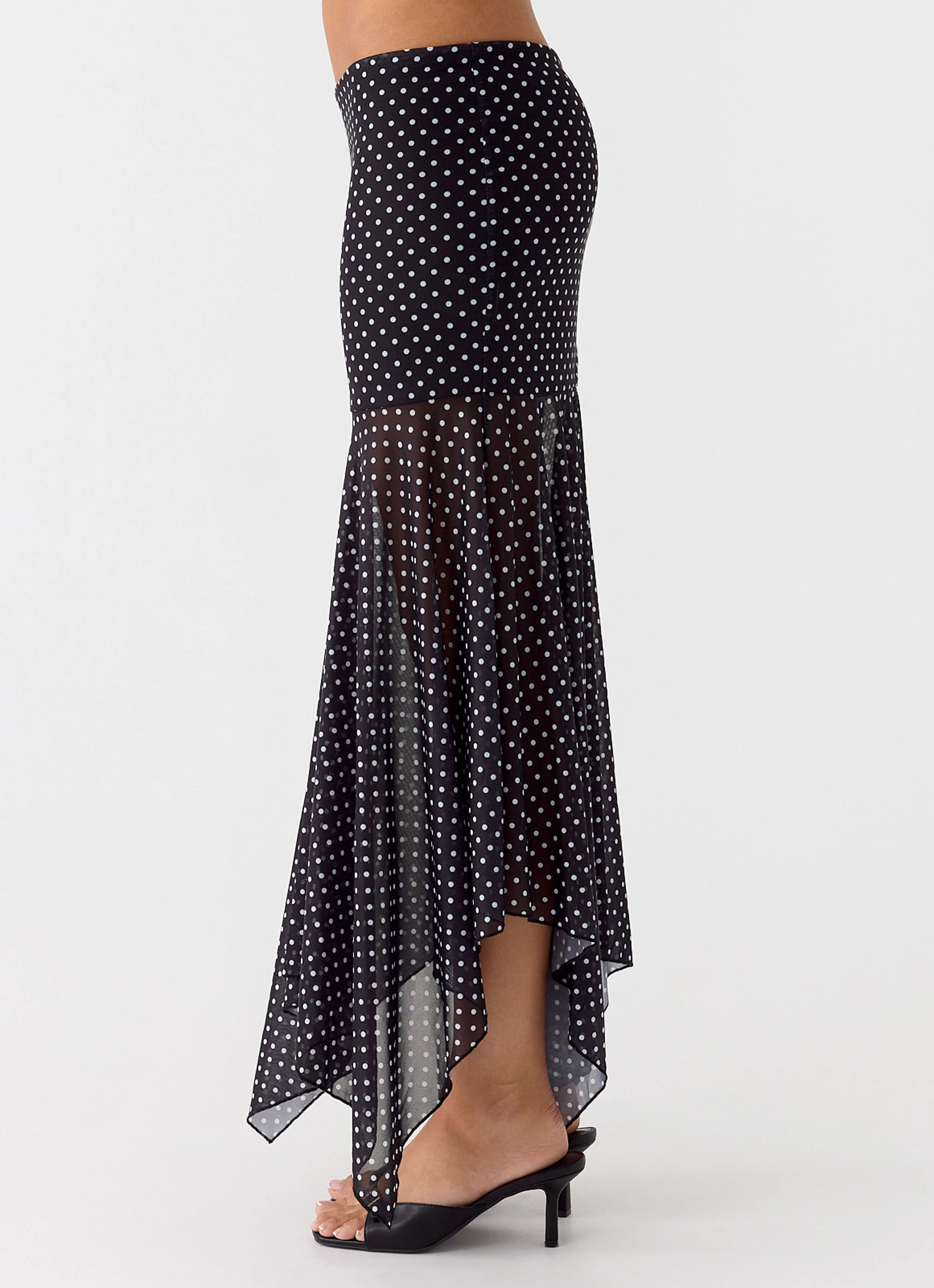 Buffy Maxi Skirt - Black Polkadot Stylish Cut