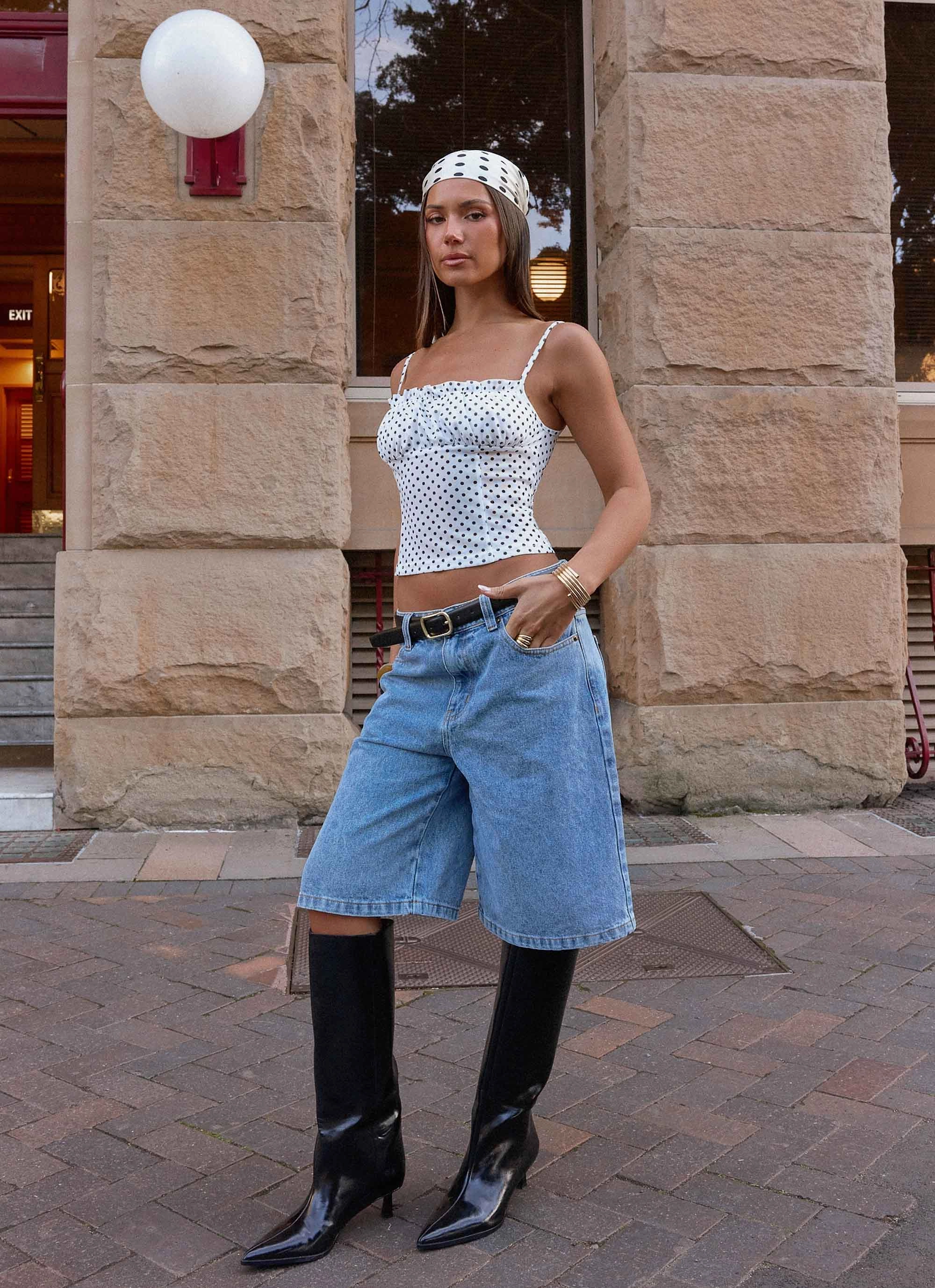 Heat Retention Layer Laser Cut Airflow Vents Buffy Top - White Polkadot