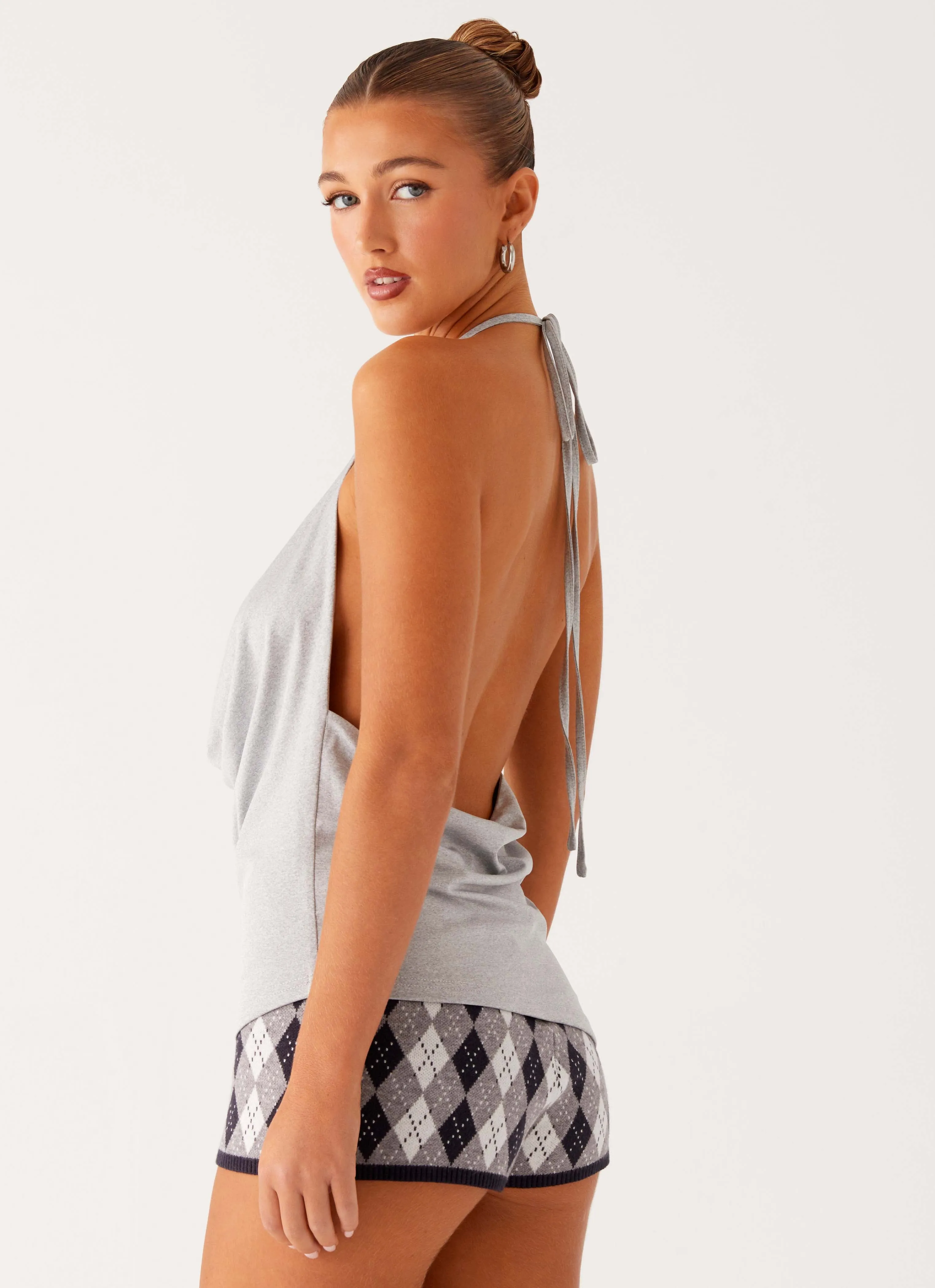 Simple Cut Dasha Cowl Top - Grey