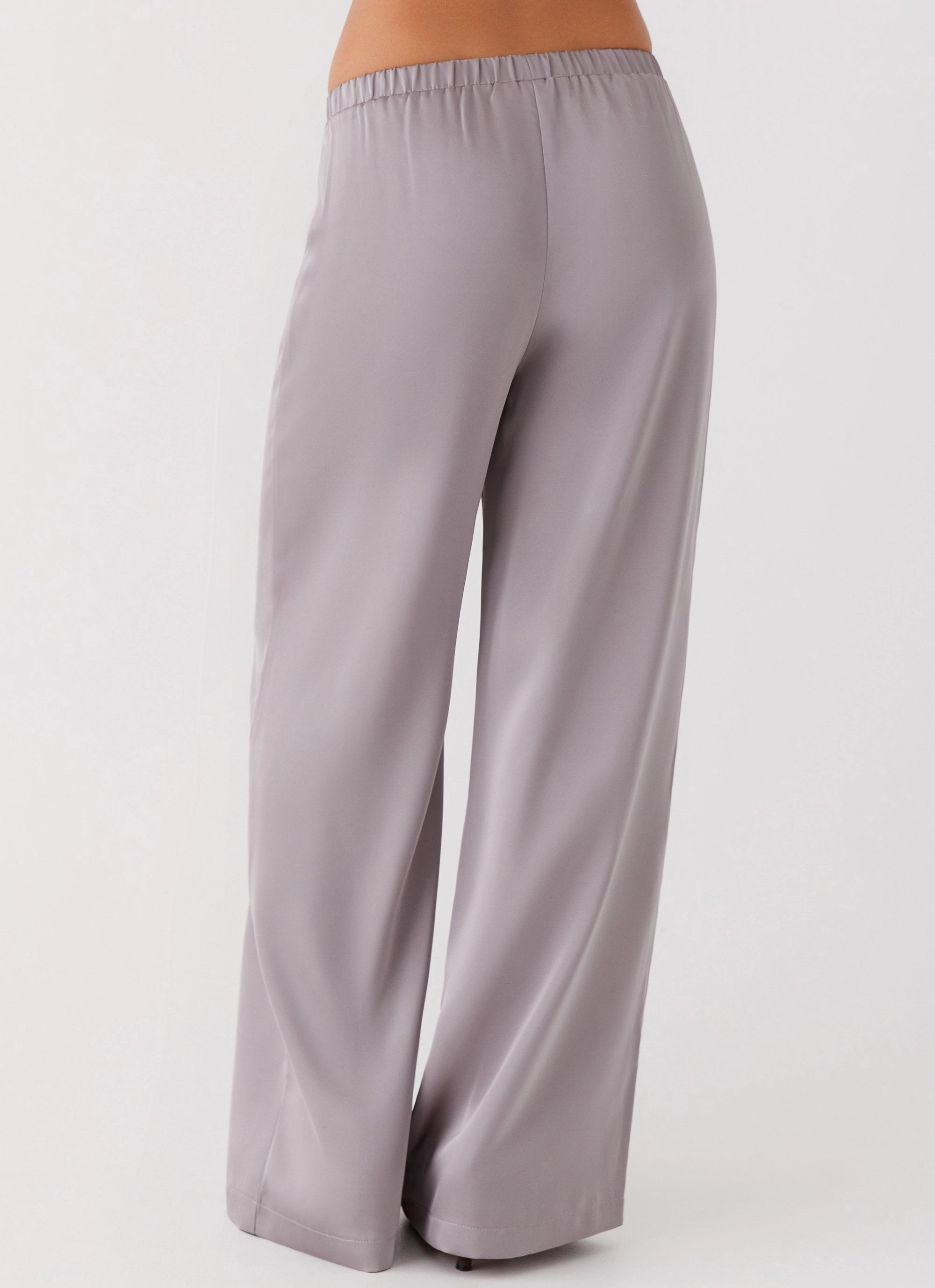 Summer Style ReflectiveTrim Palm Cove Satin Pants - Grey