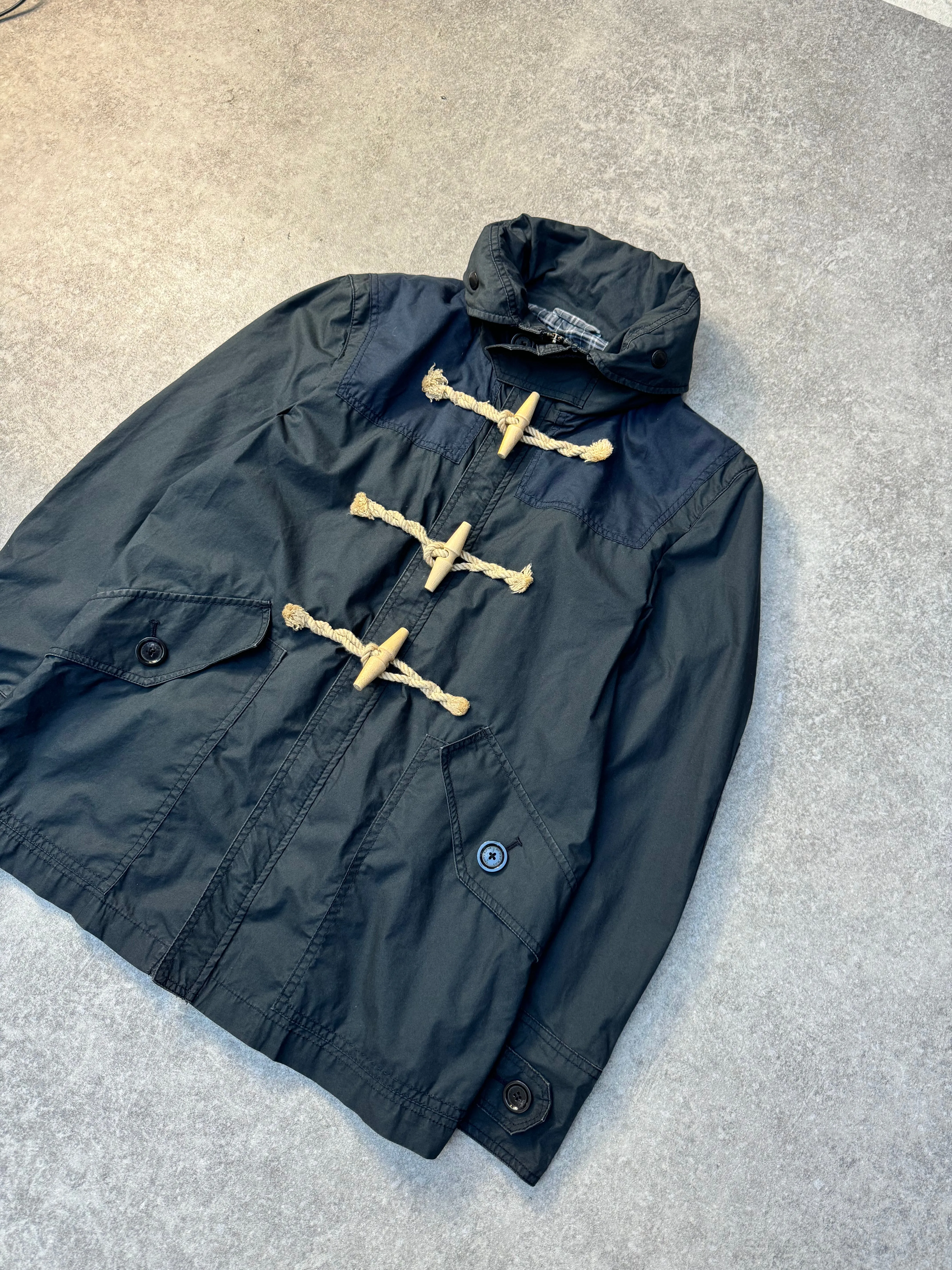 Burberry Black Label Navy Hooded Toggle Parka Jacket