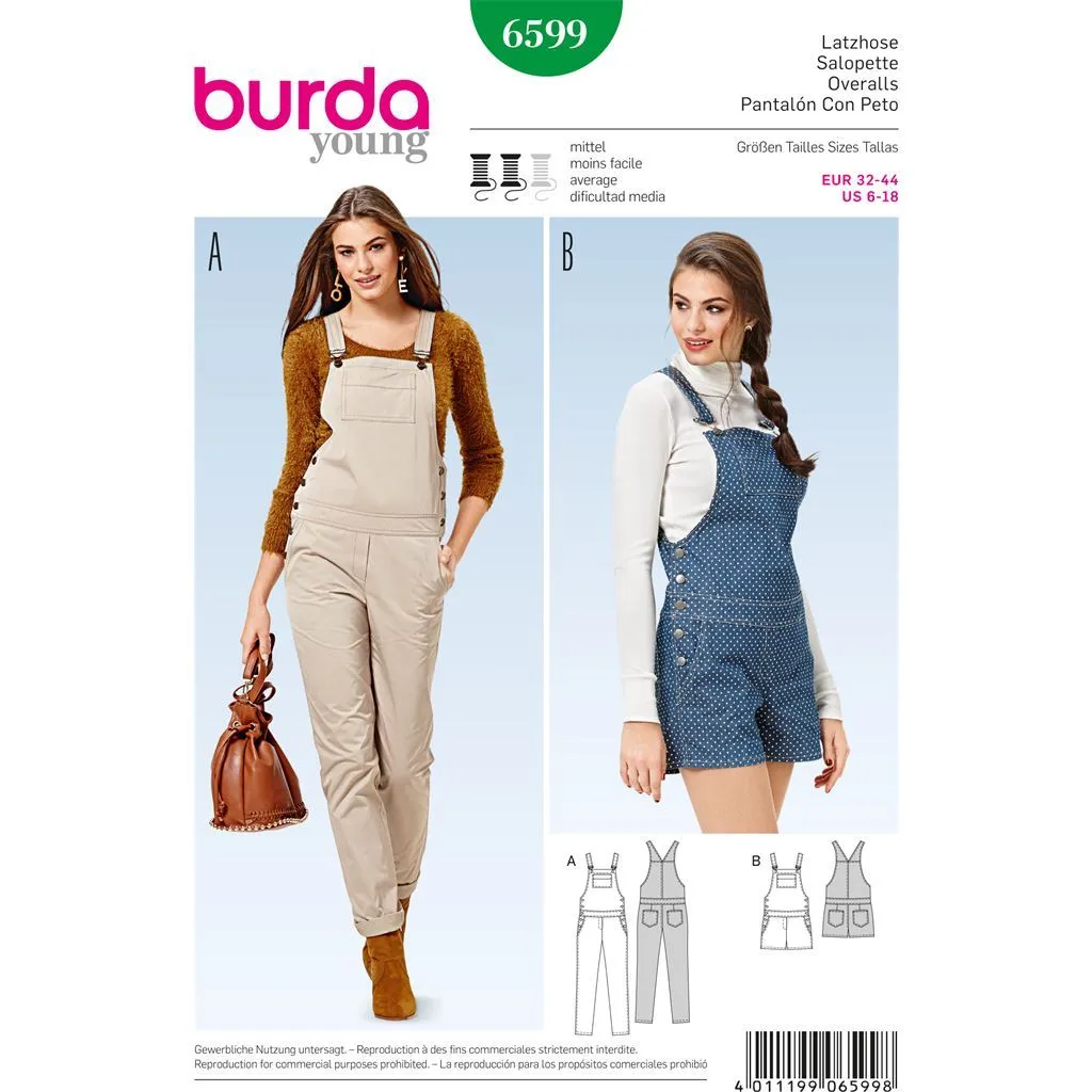 Burda Style Pattern 6599 Overalls