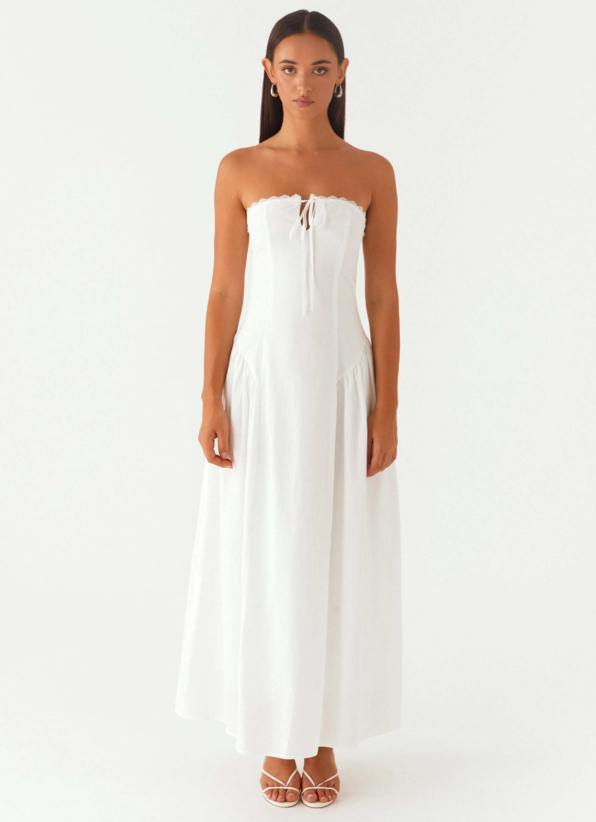 Crisp Detail Burleigh Maxi Dress - Ivory