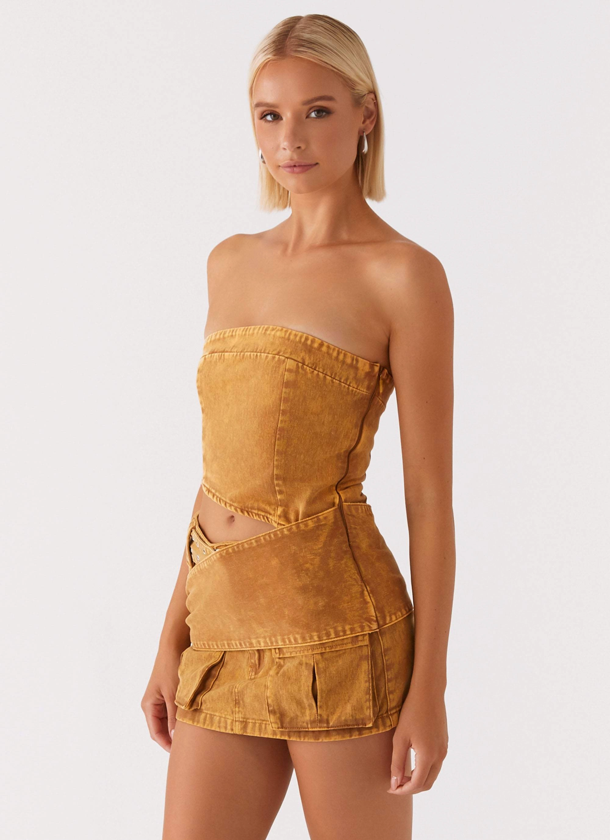 Burning Bridges Tube Top - Brown ZonalVentilation DoubleStitched