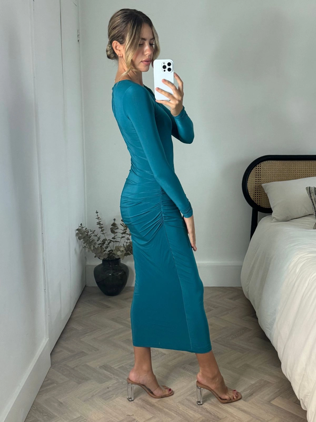 Katie Slinky Maxi Dress / Teal Cozy Wearable Office Shape